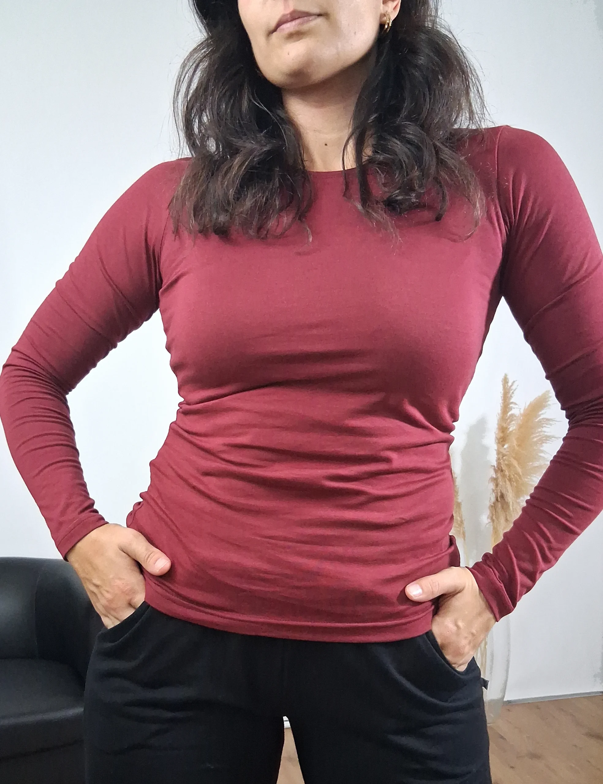 Camiseta Manga Larga Burdeos