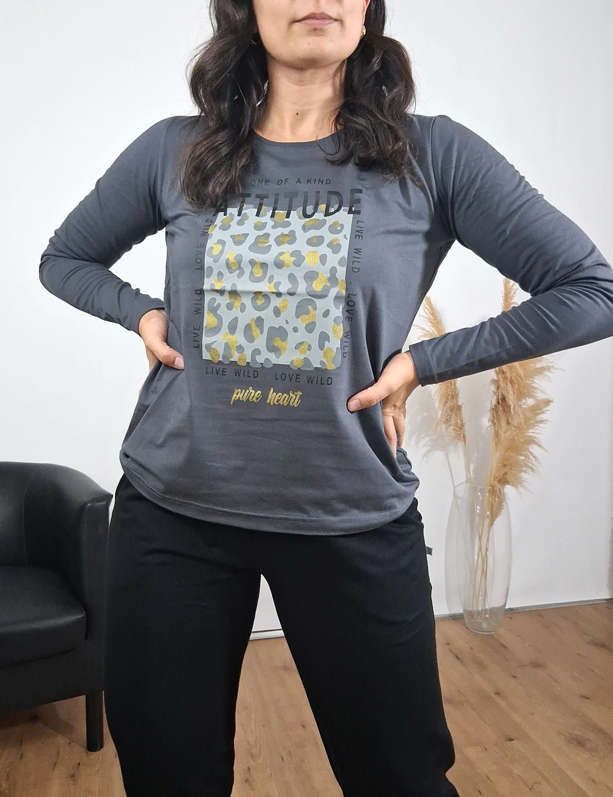 Camiseta Gris Dibujo Animal Print