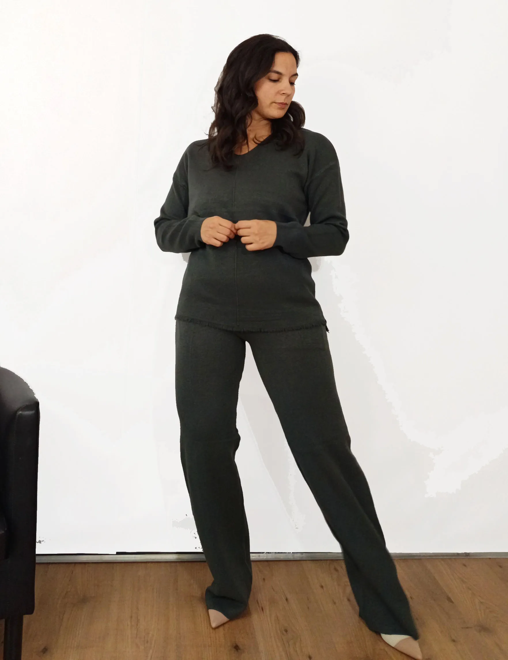 Conjunto Punto Flecos Verde