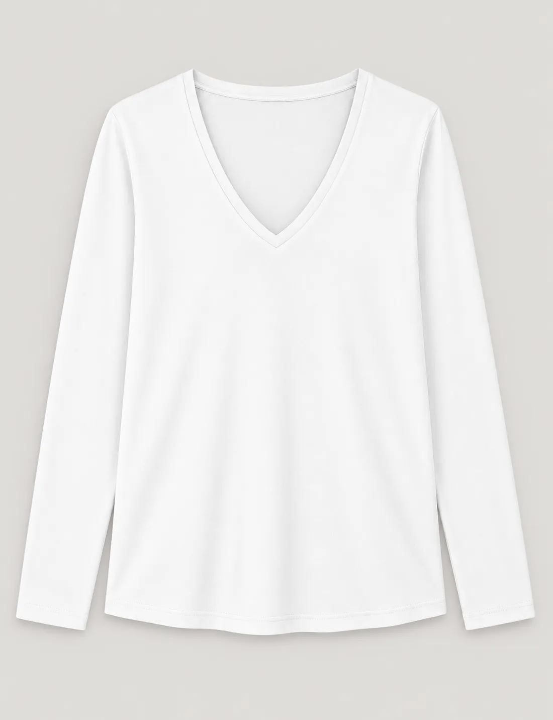 Camiseta Manga Larga Cuello Pico Blanco