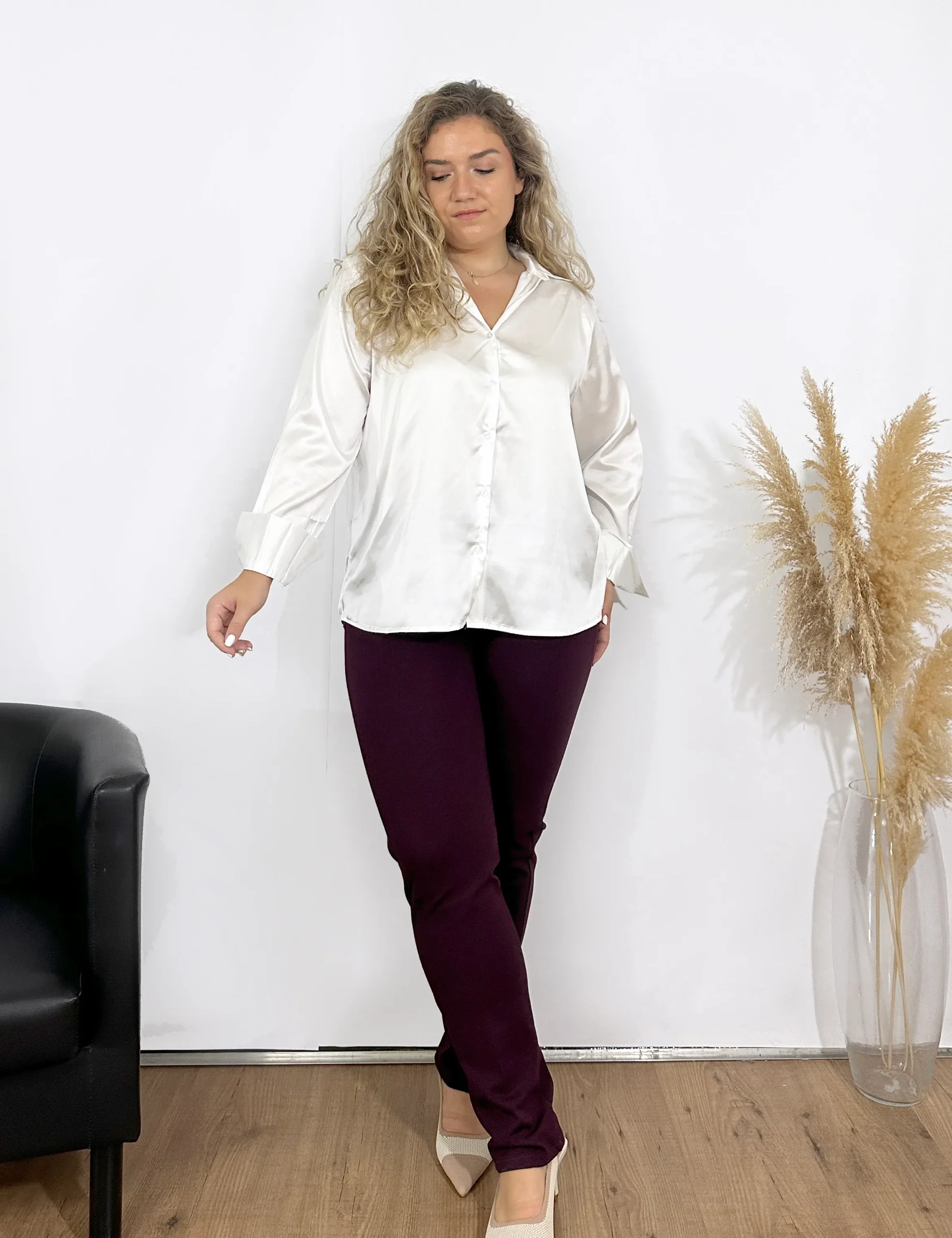 Camisa Satinada Blanca