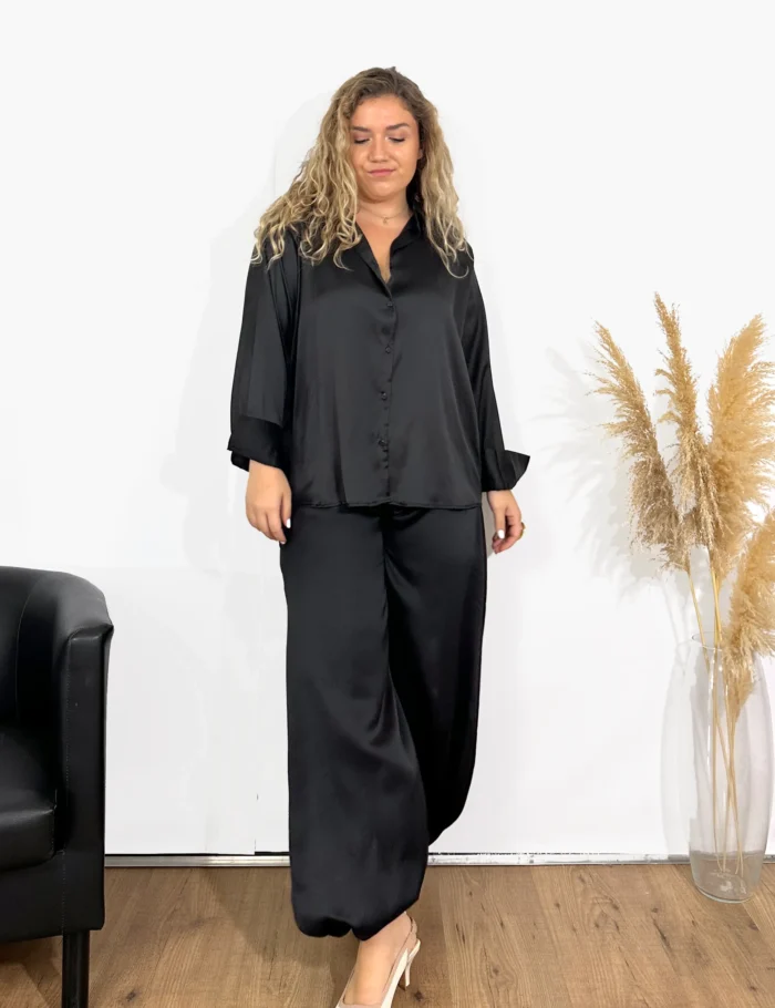 Camisa Satinada Negra - Imagen 2