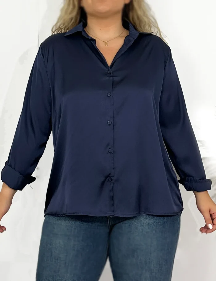 Camisa Satinada Marino - Imagen 2