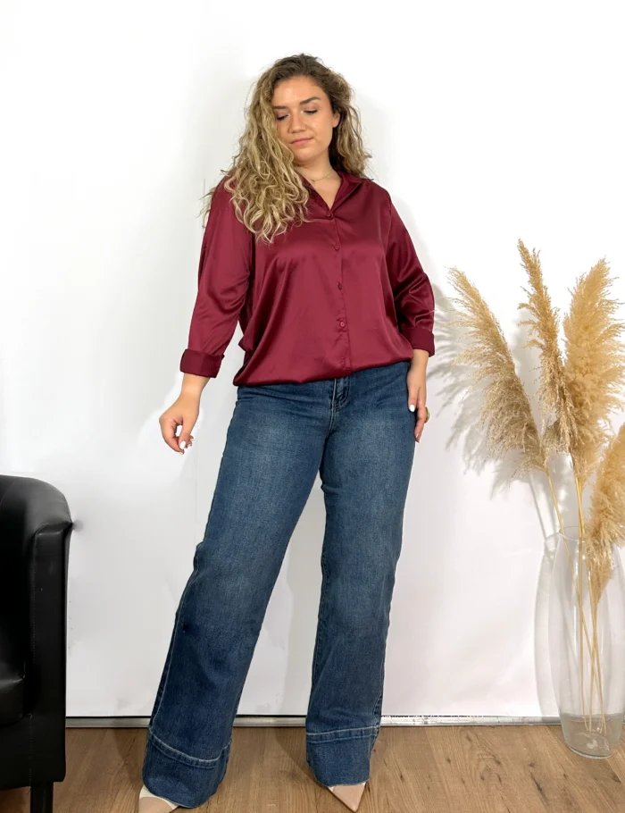 Camisa Satinada Burdeos - Imagen 3