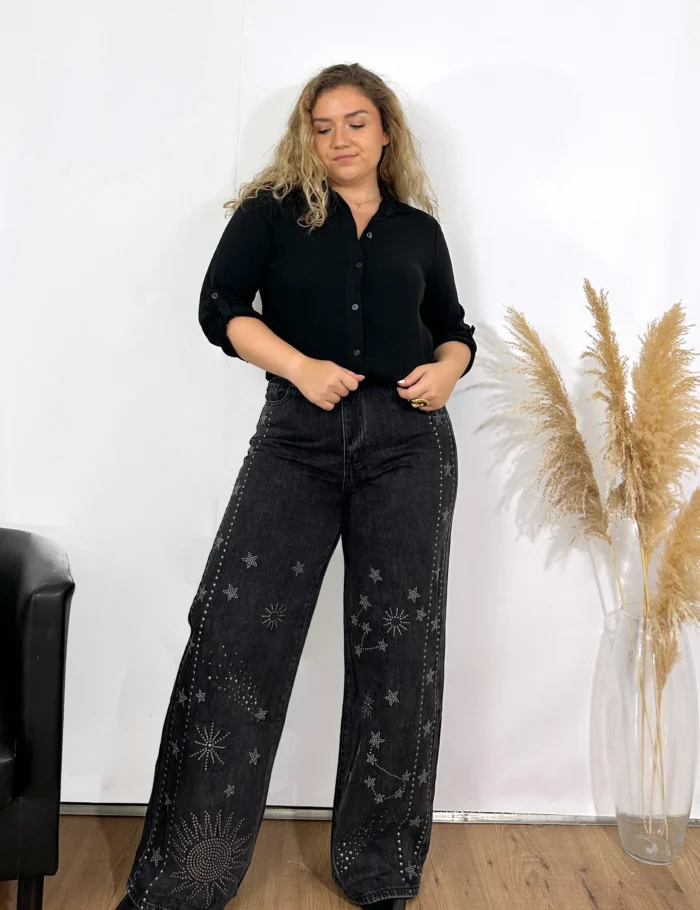 Vaquero Straight Negro Tachas - Imagen 4