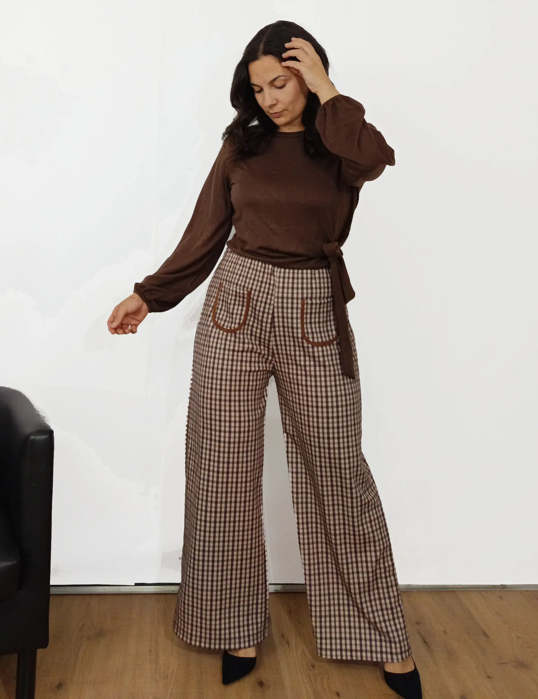 Pantalón Wide-Leg Cuadros Vichy