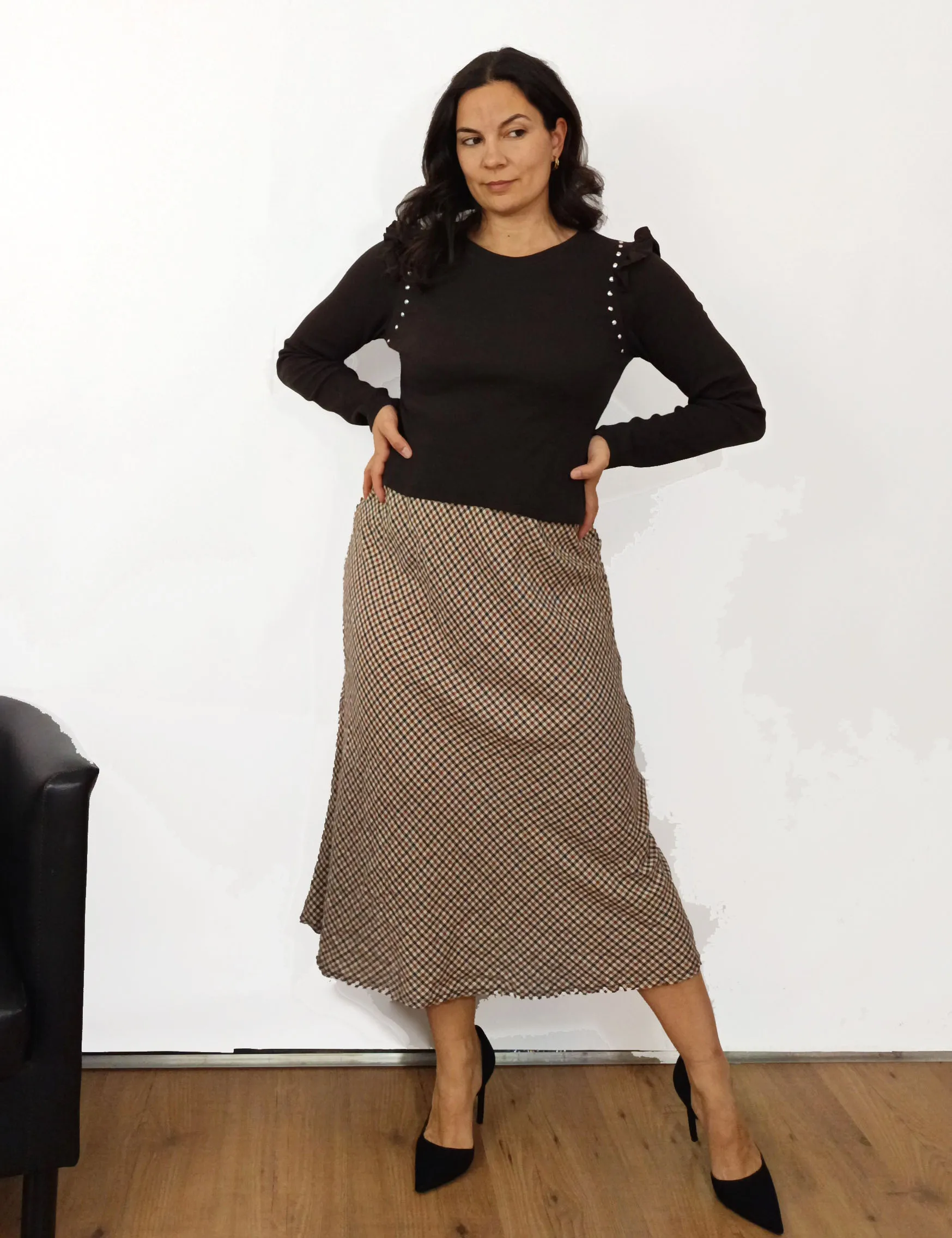 Falda Evasé Cuadros Marengo