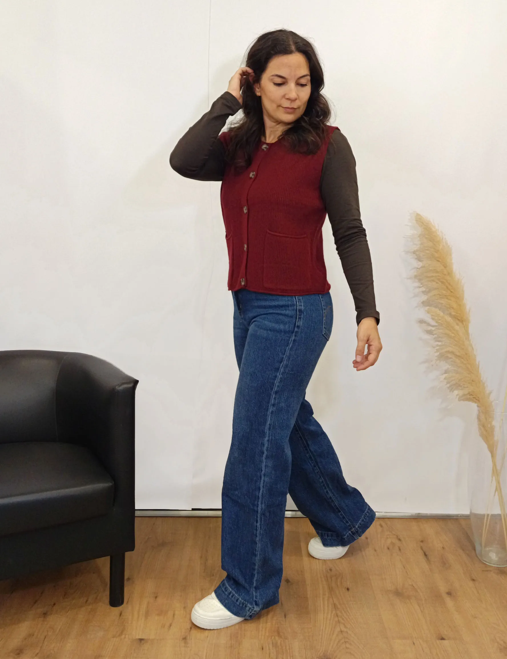 Chaleco Rib Punto Burdeos