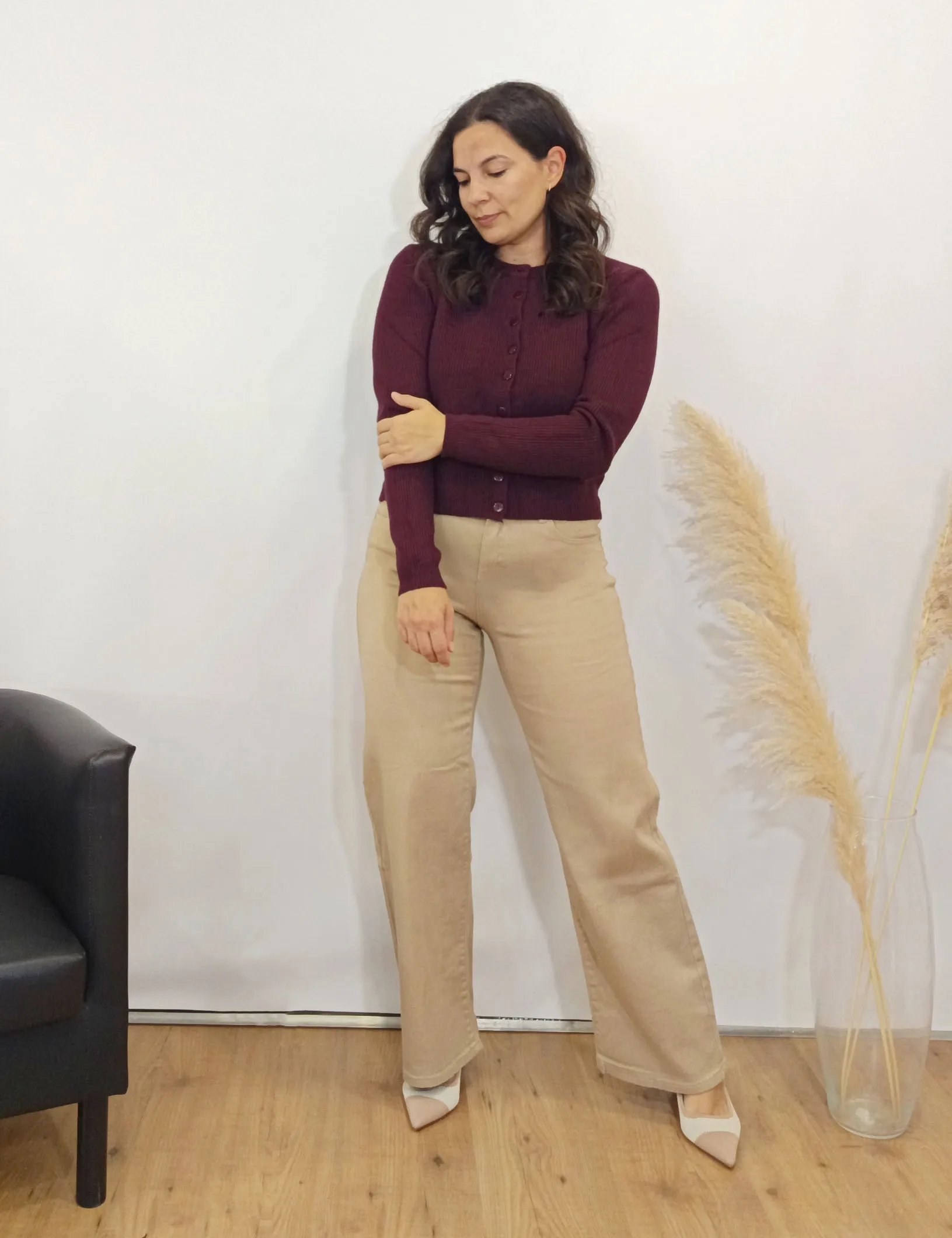 Chaqueta Corta Punto Berenjena