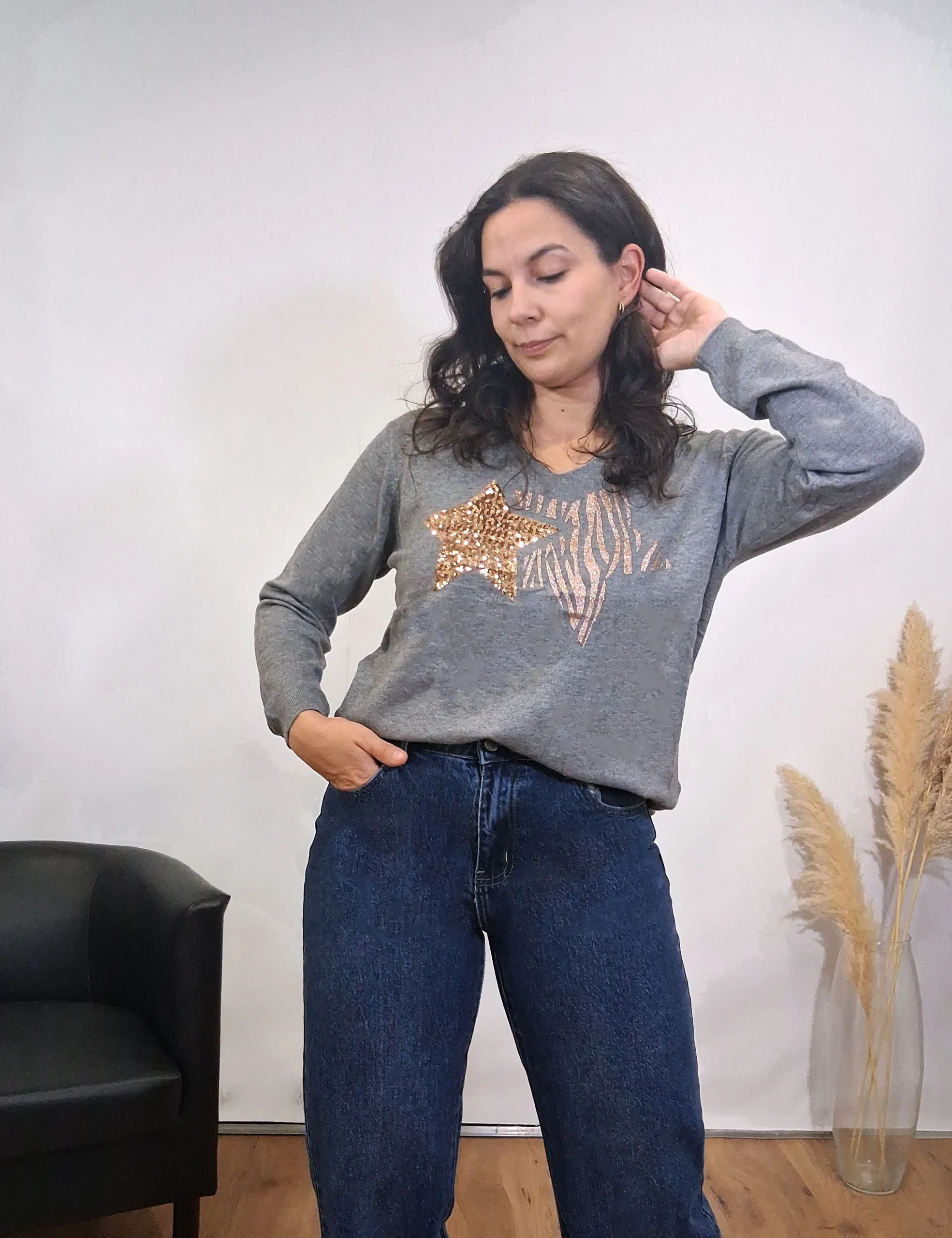 Jersey Estampado Estrella Gris