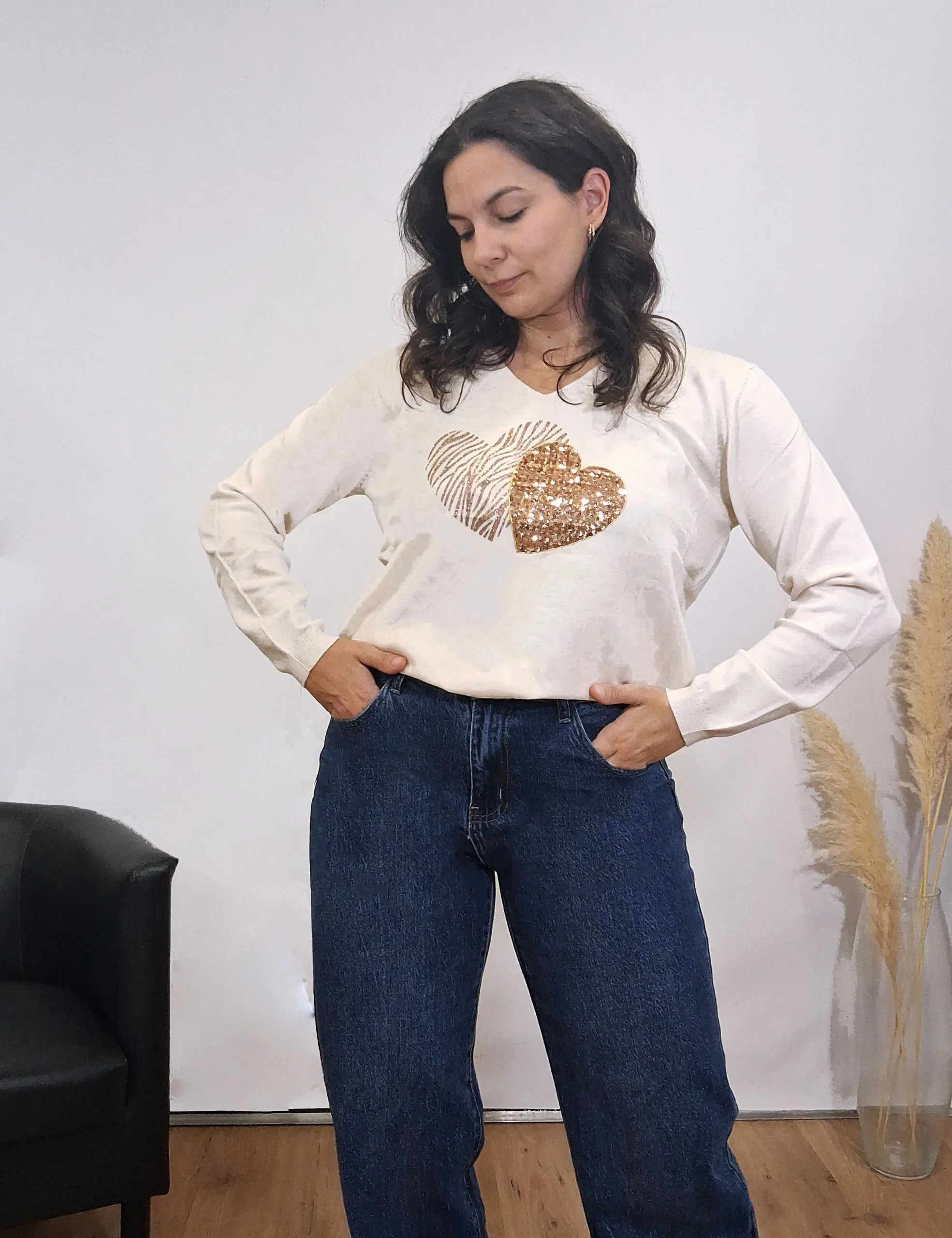 Jersey Estampado Corazón Crudo