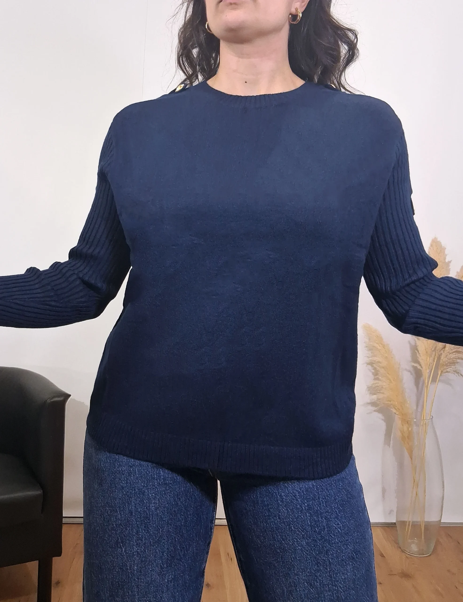 Jersey Punto Botones Marino