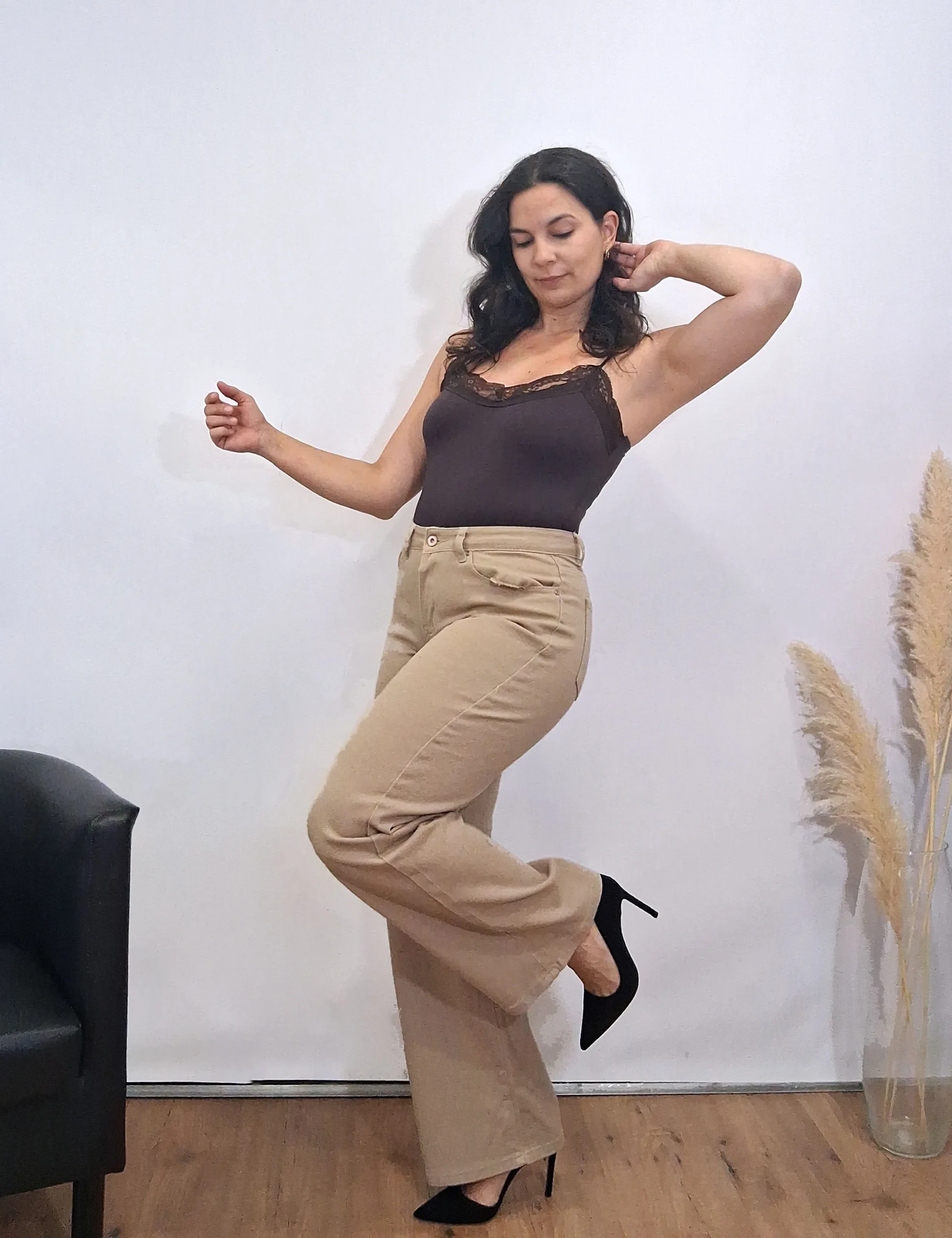 Body Encaje Tirantes Berenjena