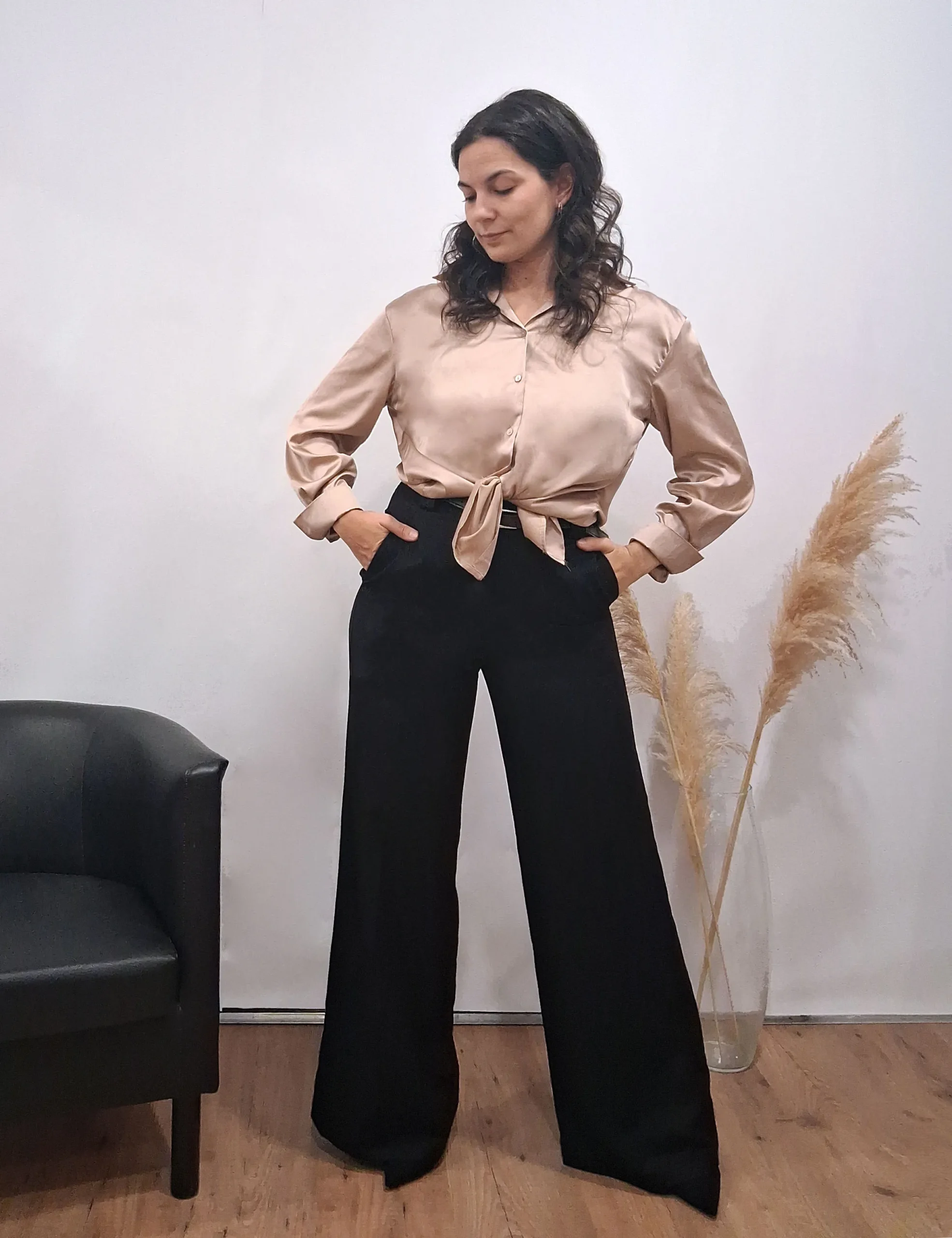 Camisa Satinada Beige