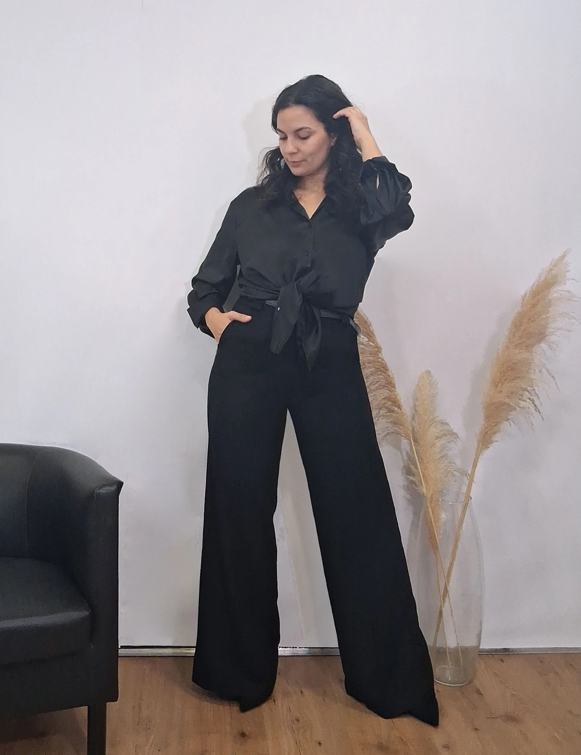 Camisa Satinada Negro