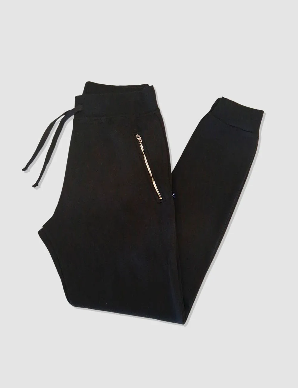 Pantalón Felpa Cremalleras Negro