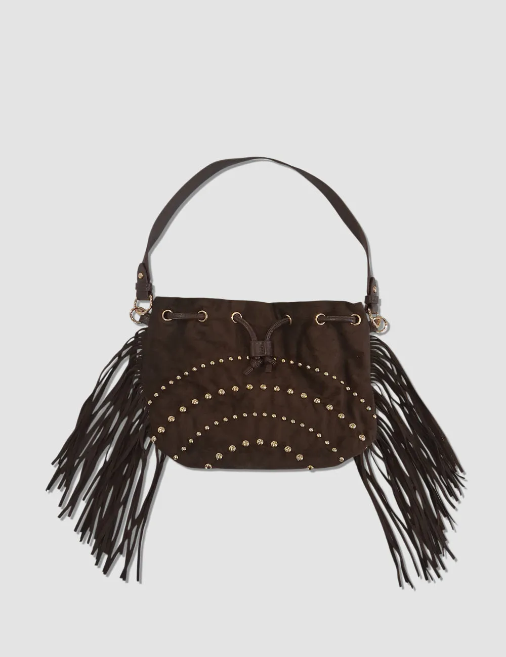 Bolso Flecos Tachuelas Marrón