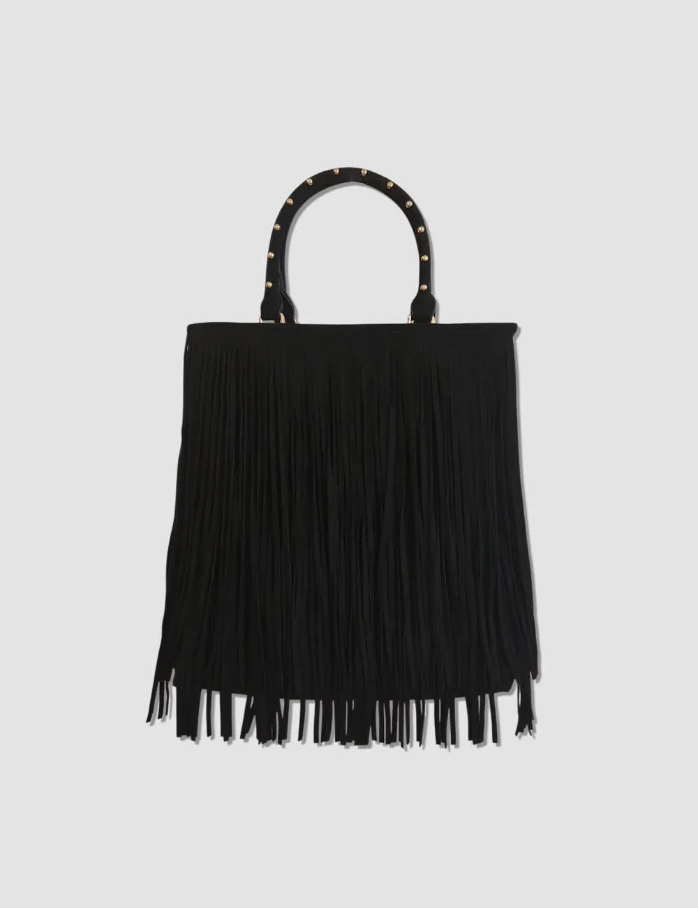 Bolso Antelina Flecos Negro