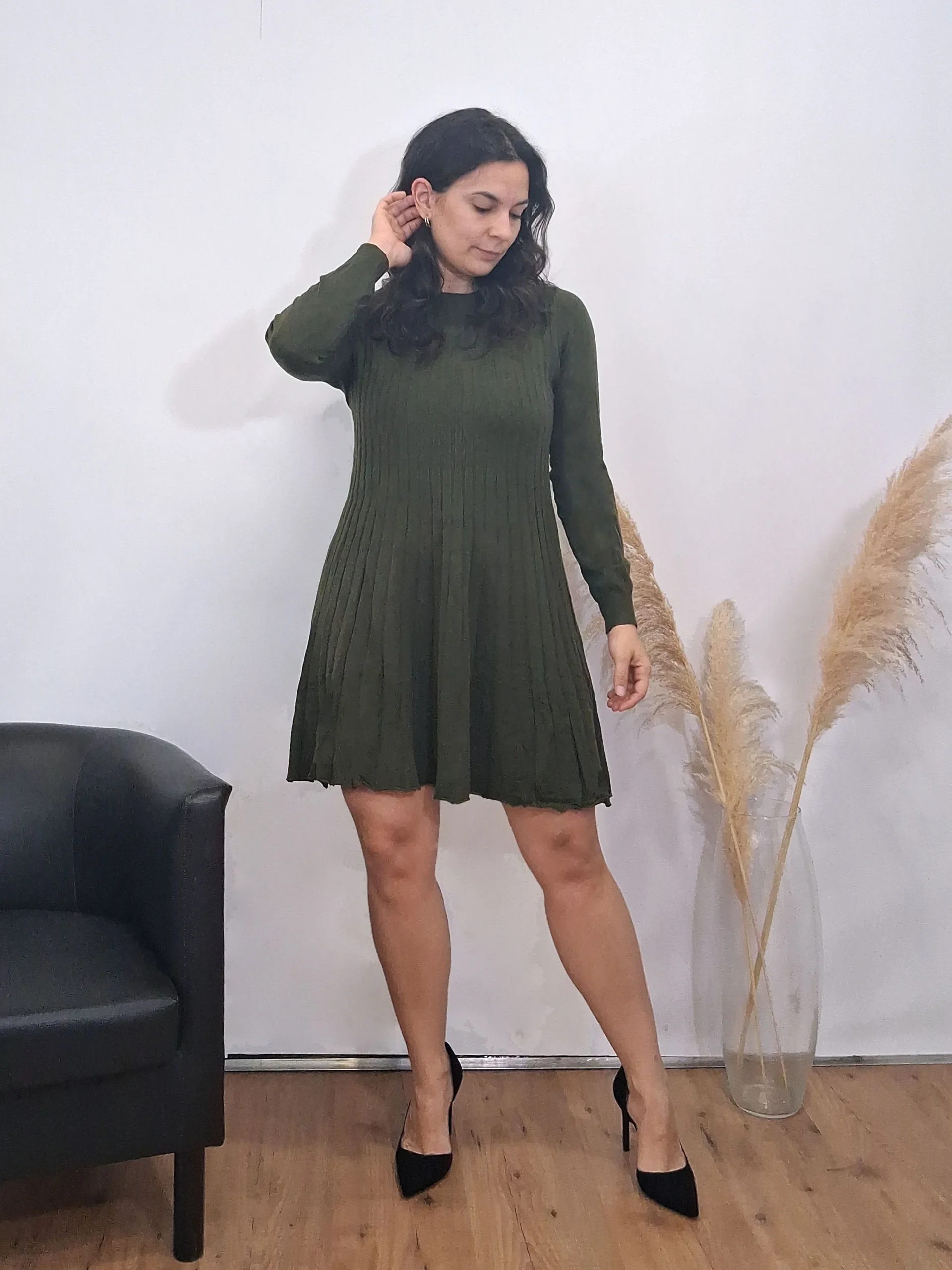 Vestido Punto Evasé Kaki