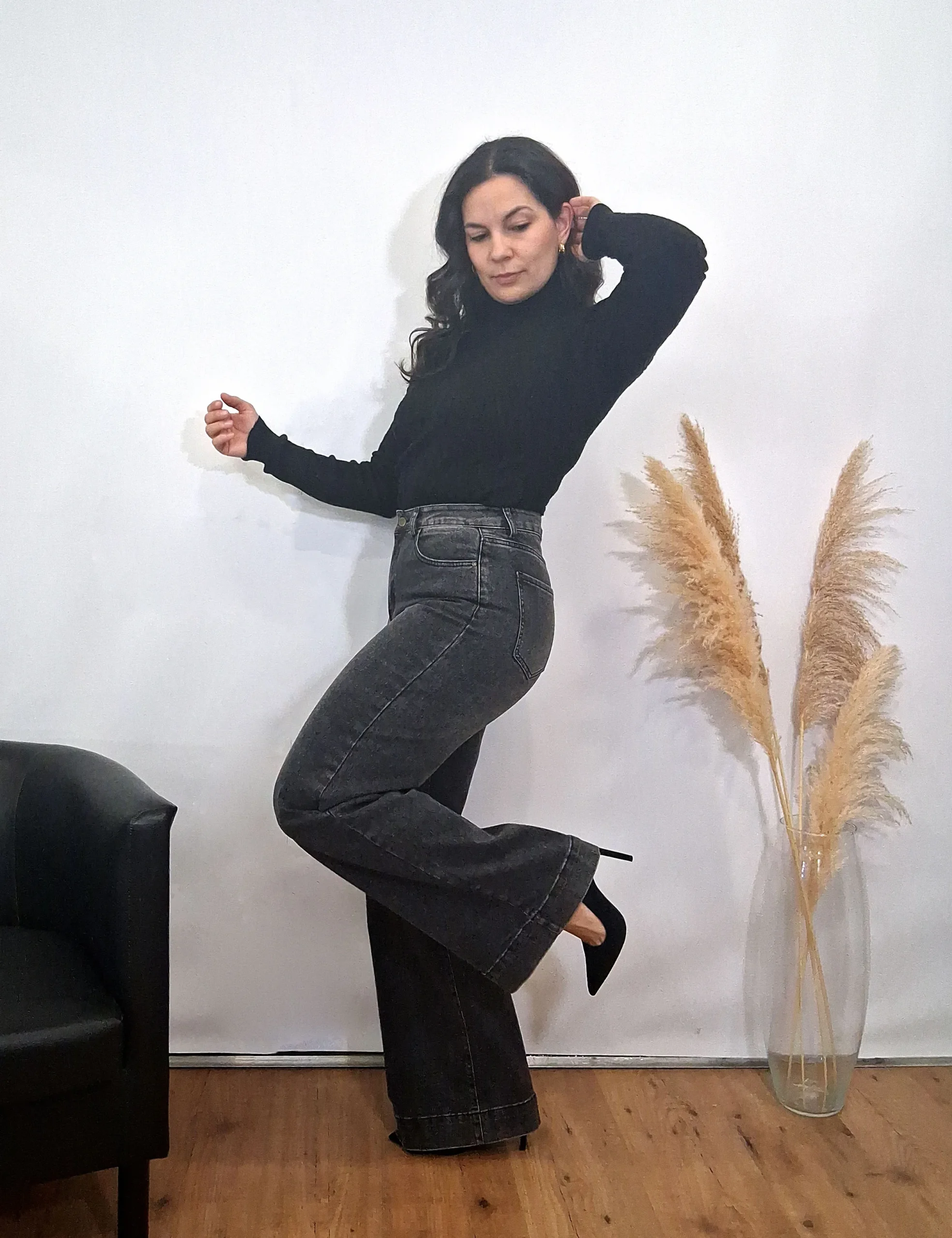 Jeans Wide-Leg Negro