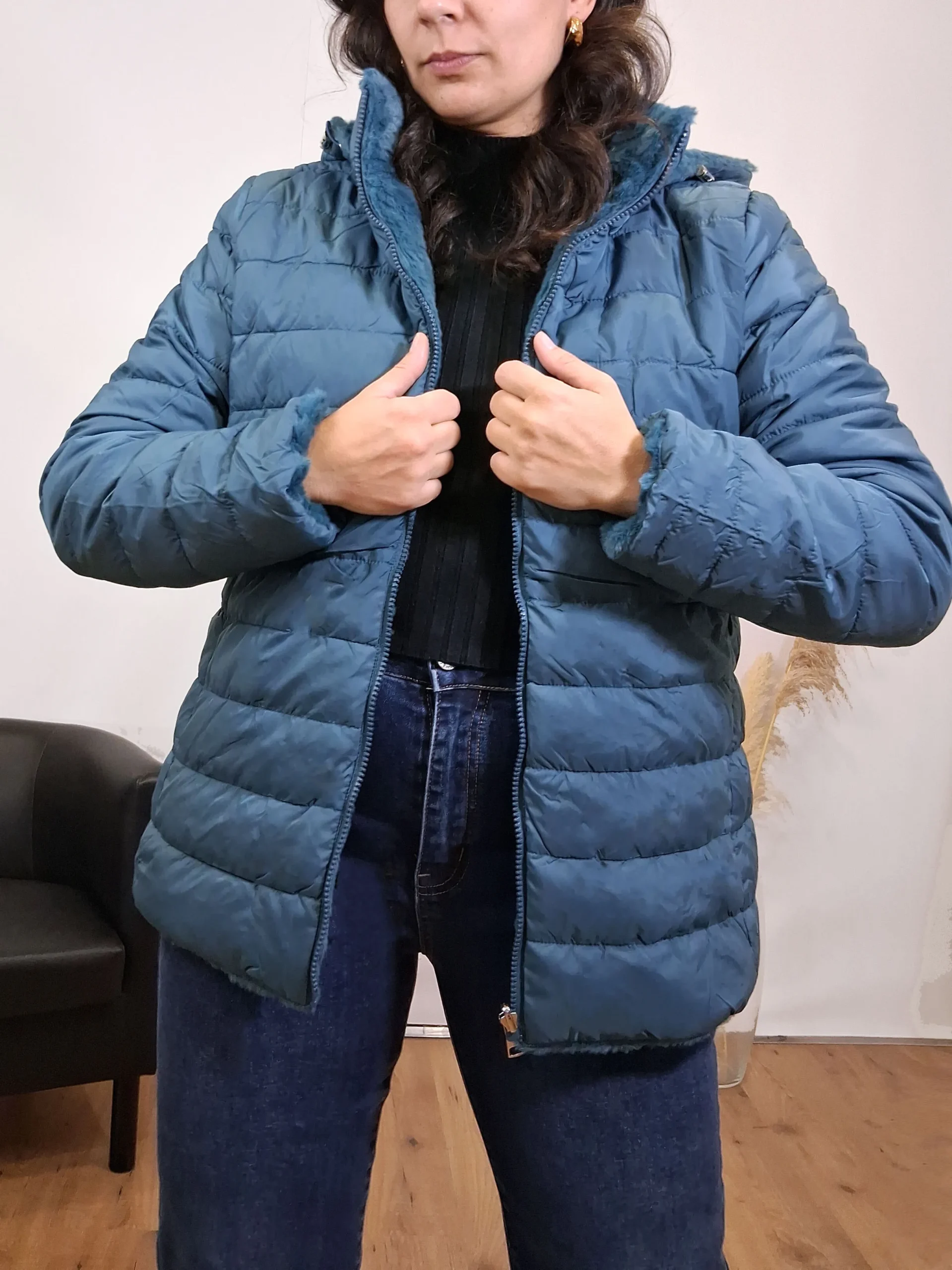 Chaqueta Reversible Pelo Azul
