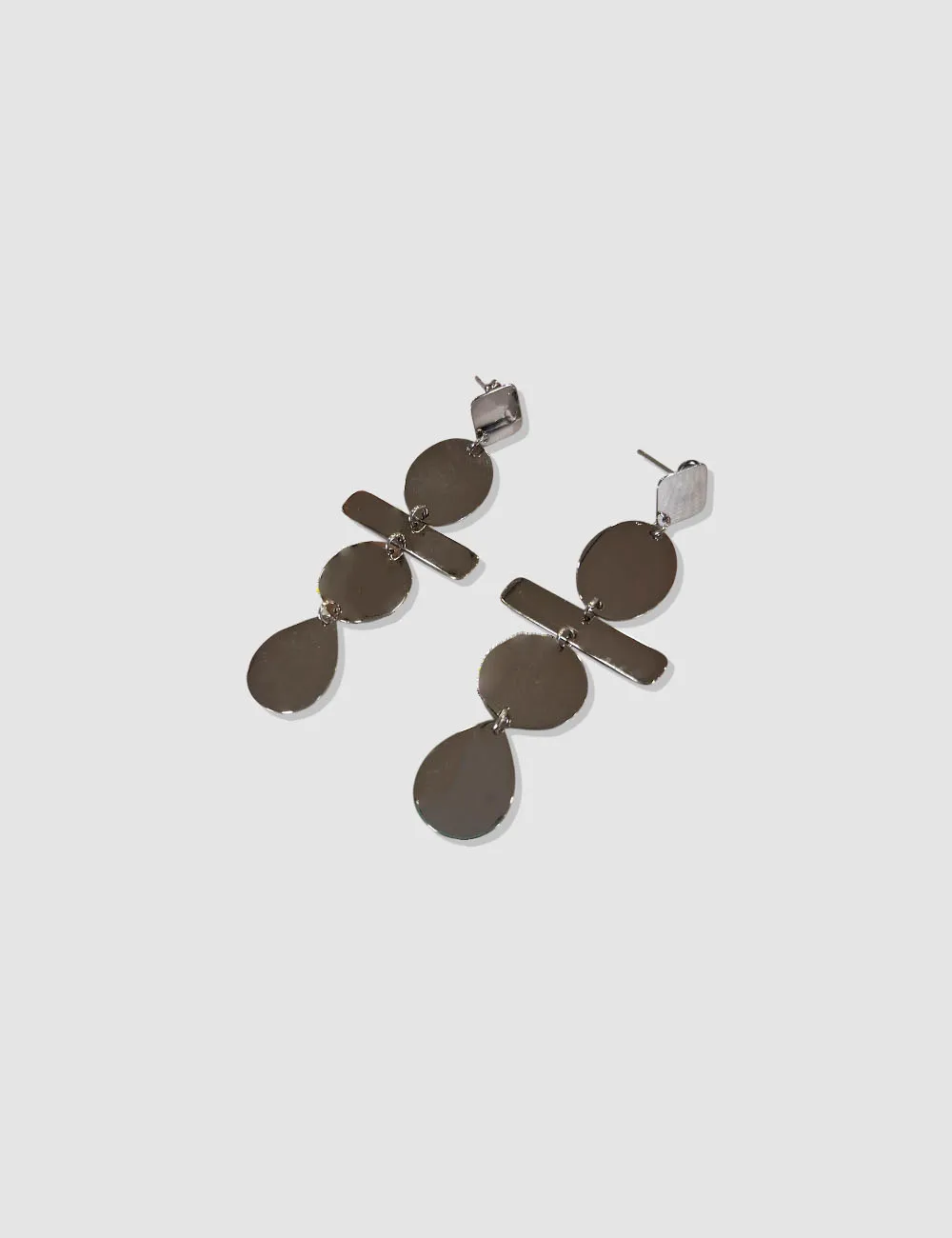 Pendiente Largo Formas Plateado