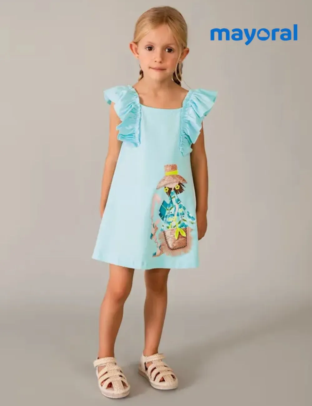 Vestido Punto Volantes Azul