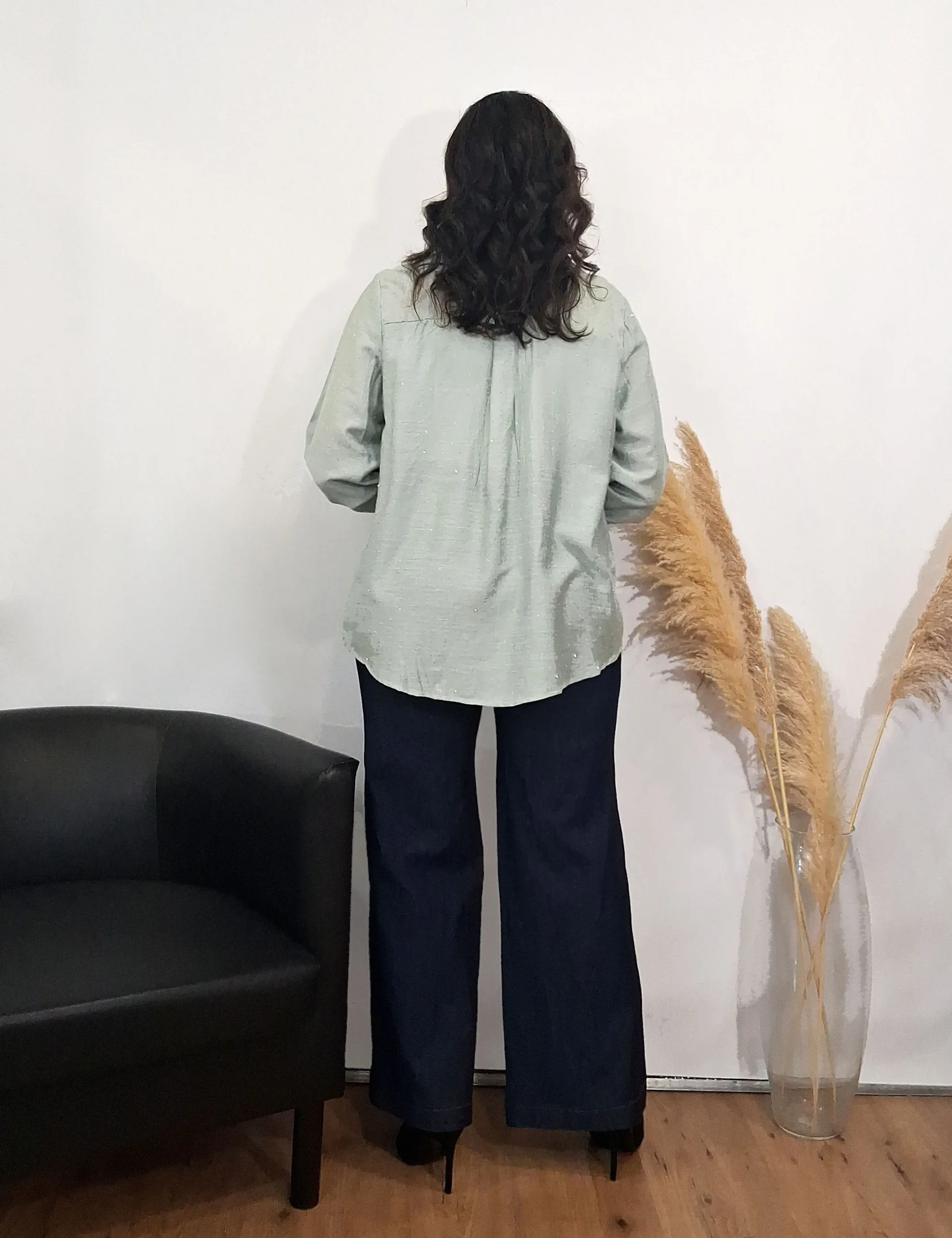 Alternative view of Camisa Brillos Verde Agua