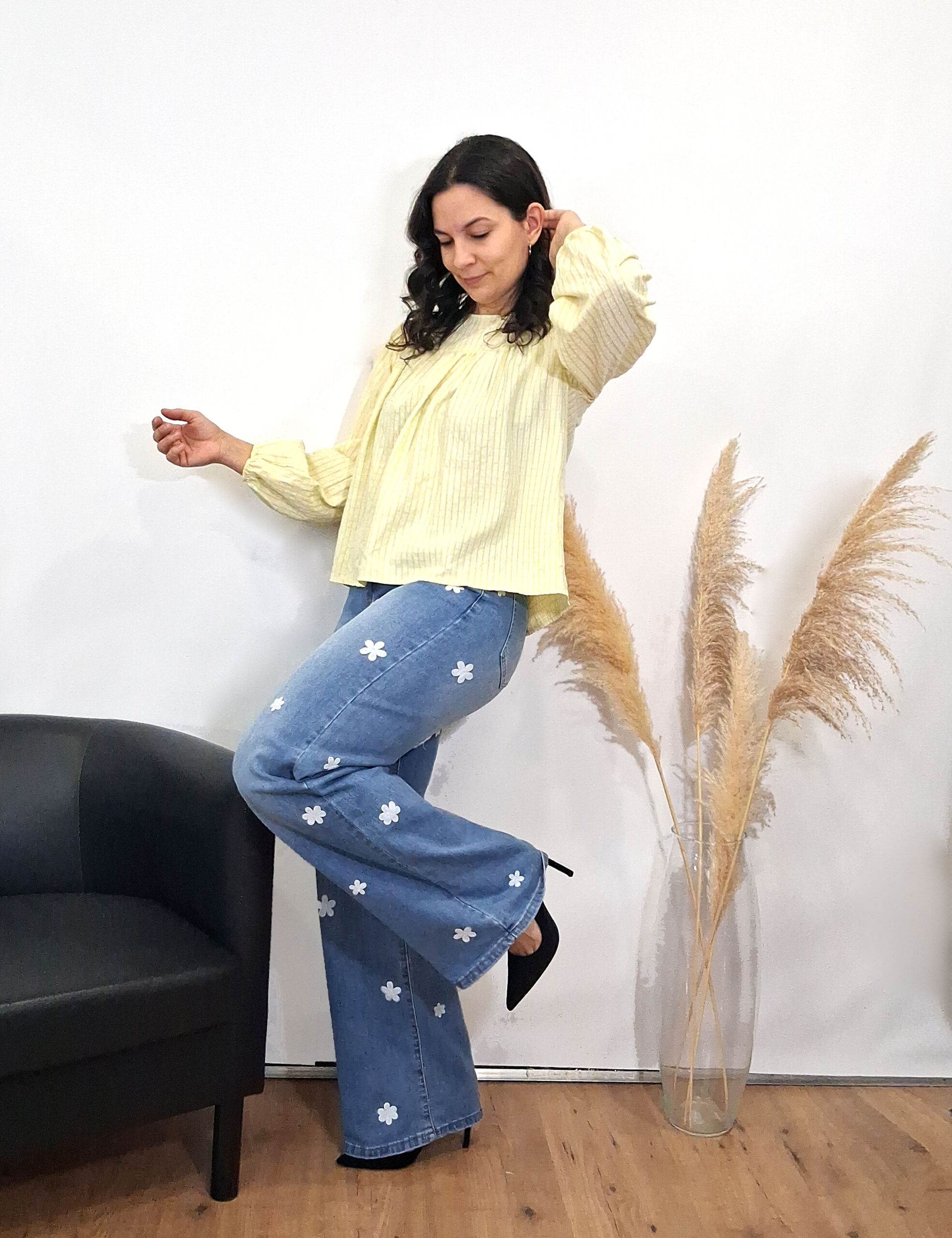 Blusa Cuadros Amarilla