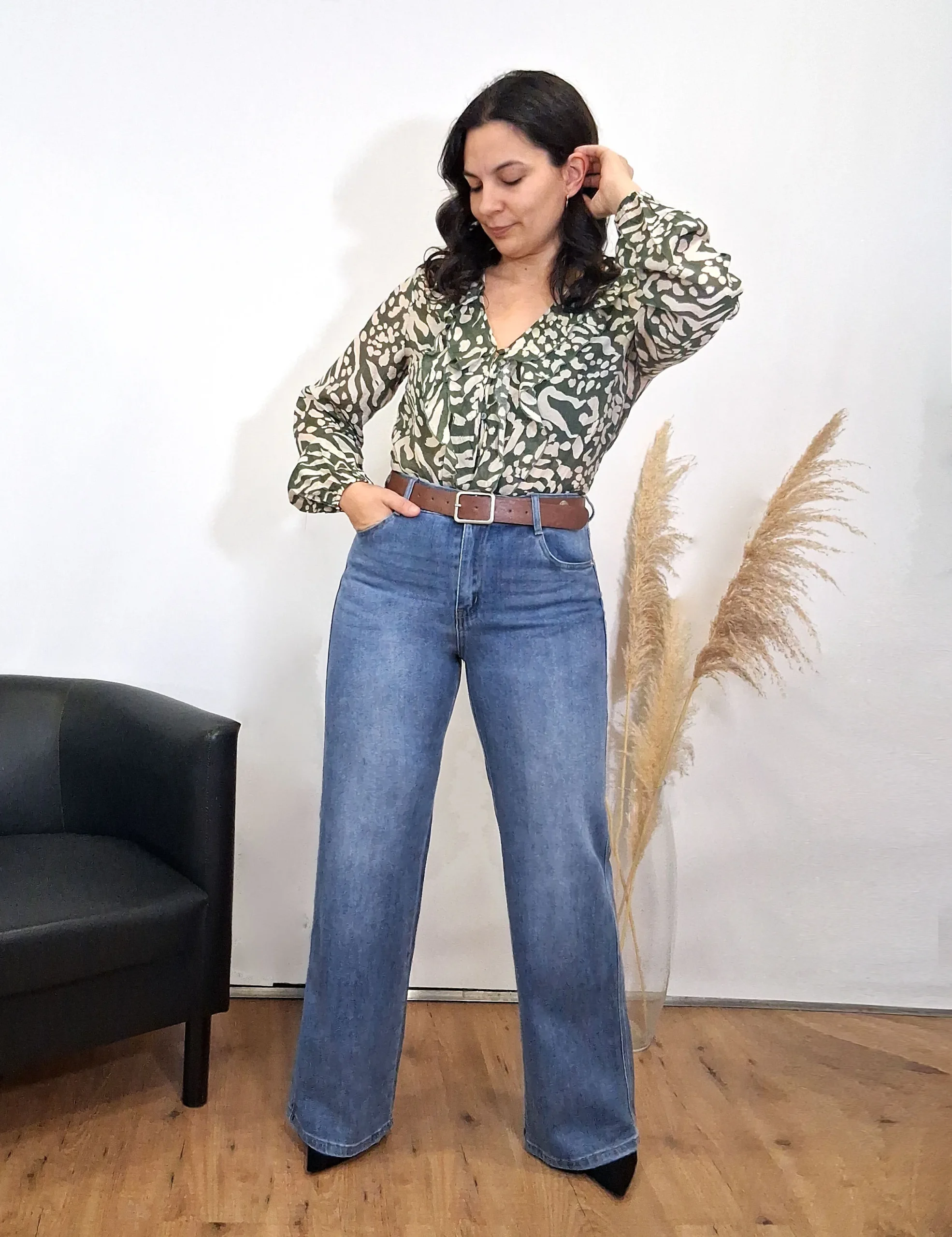 Jeans Wide Leg Cinturón