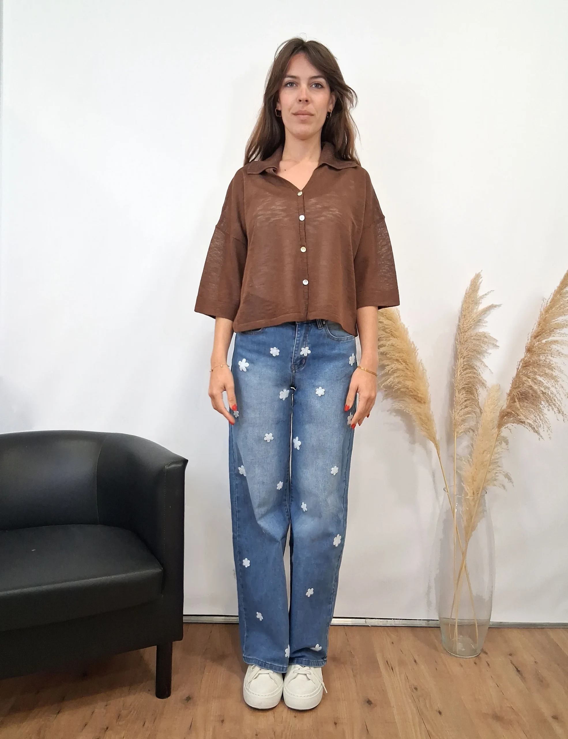 Jersey Polo Botones Marrón