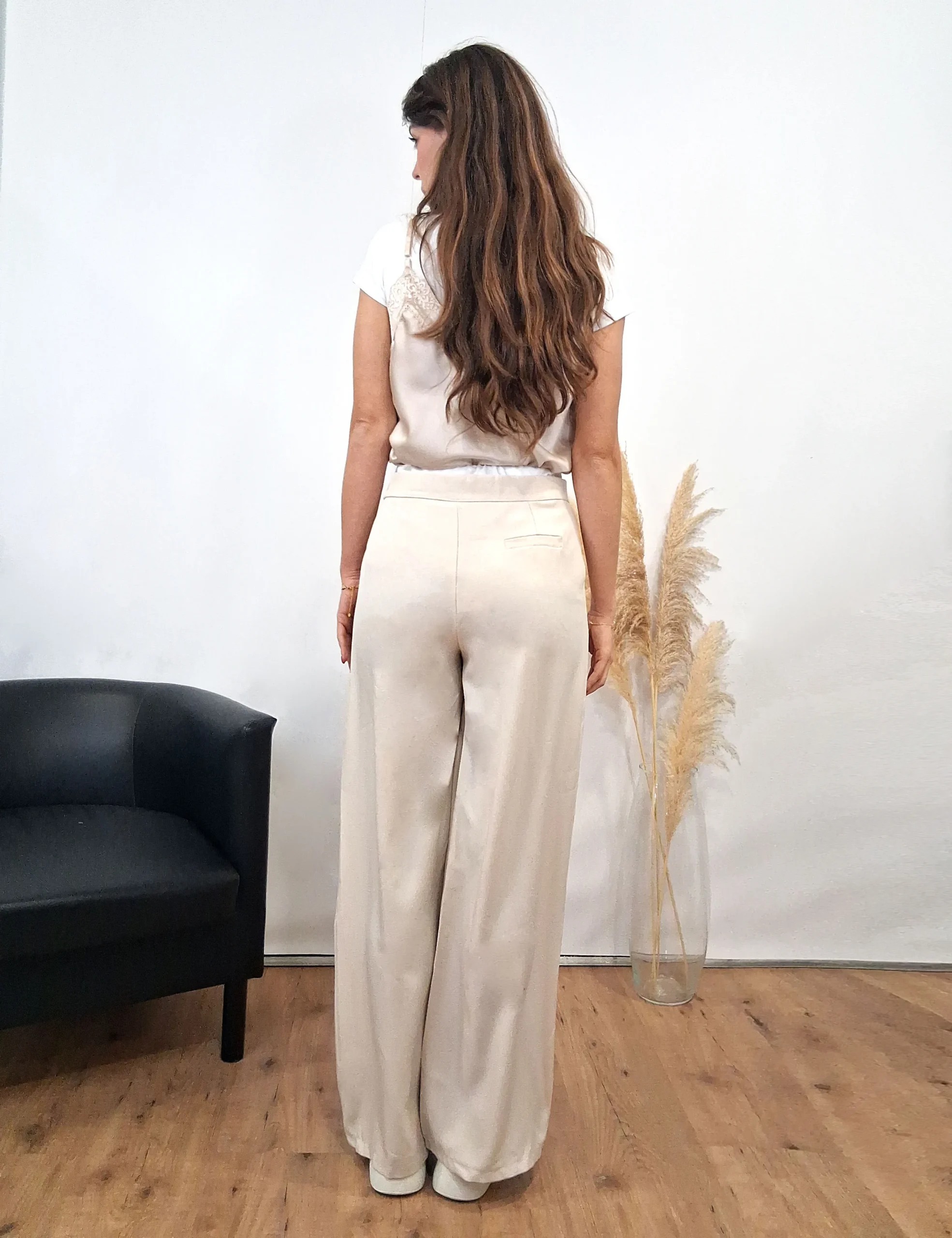 Alternative view of Pantalón Doble Cinturilla Crema