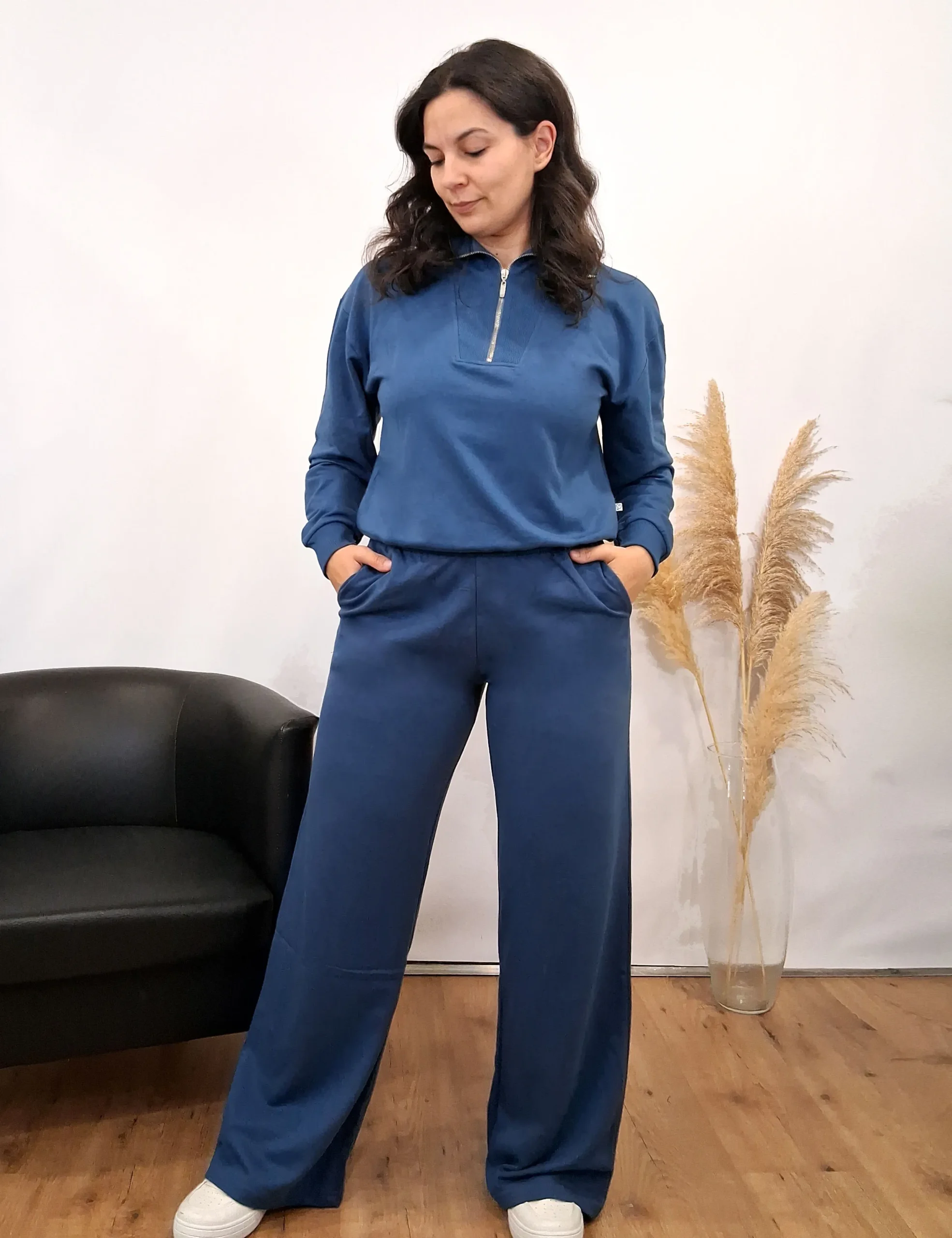 Pantalón Wide-Leg Azul