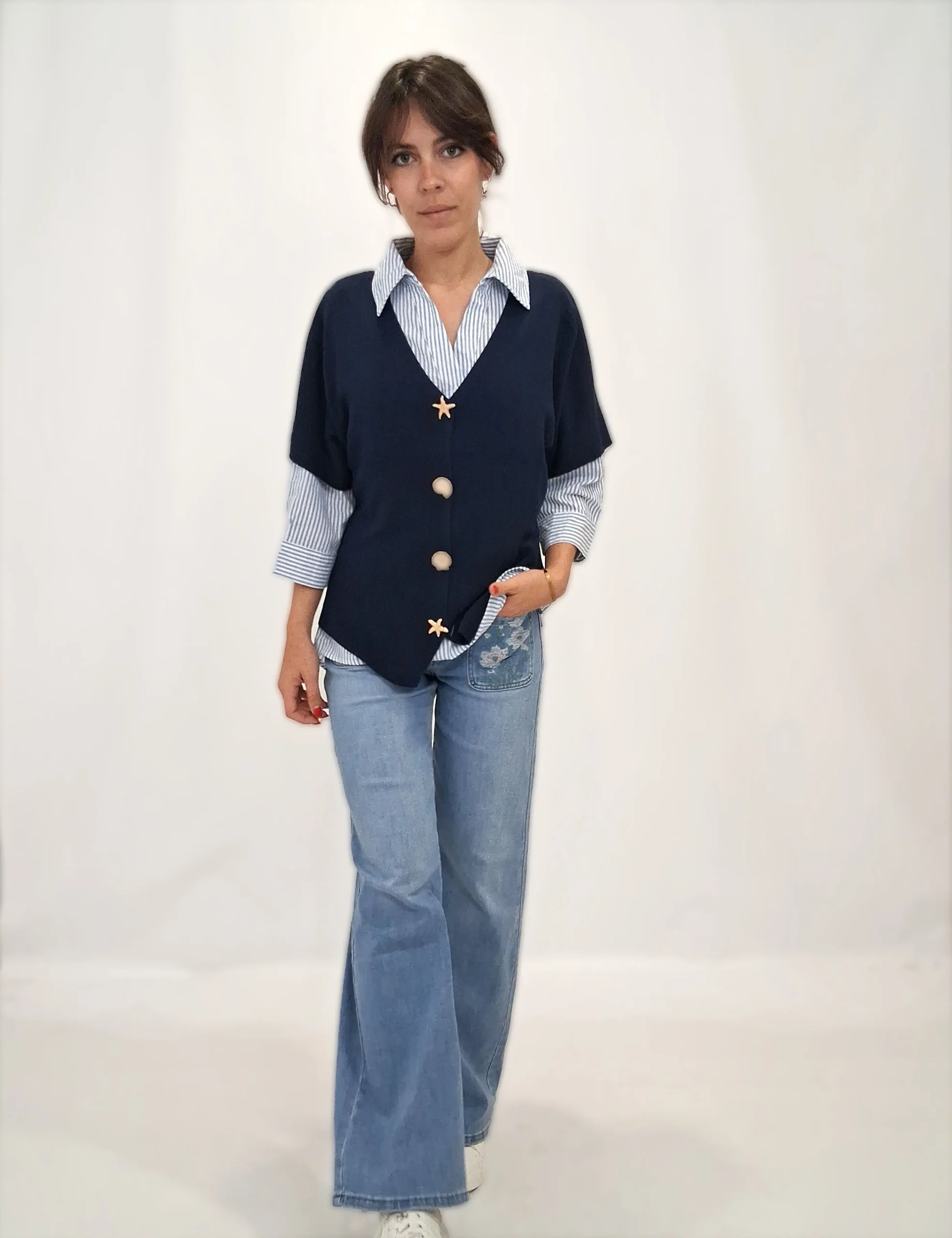 Chaqueta Punto Broches Marino