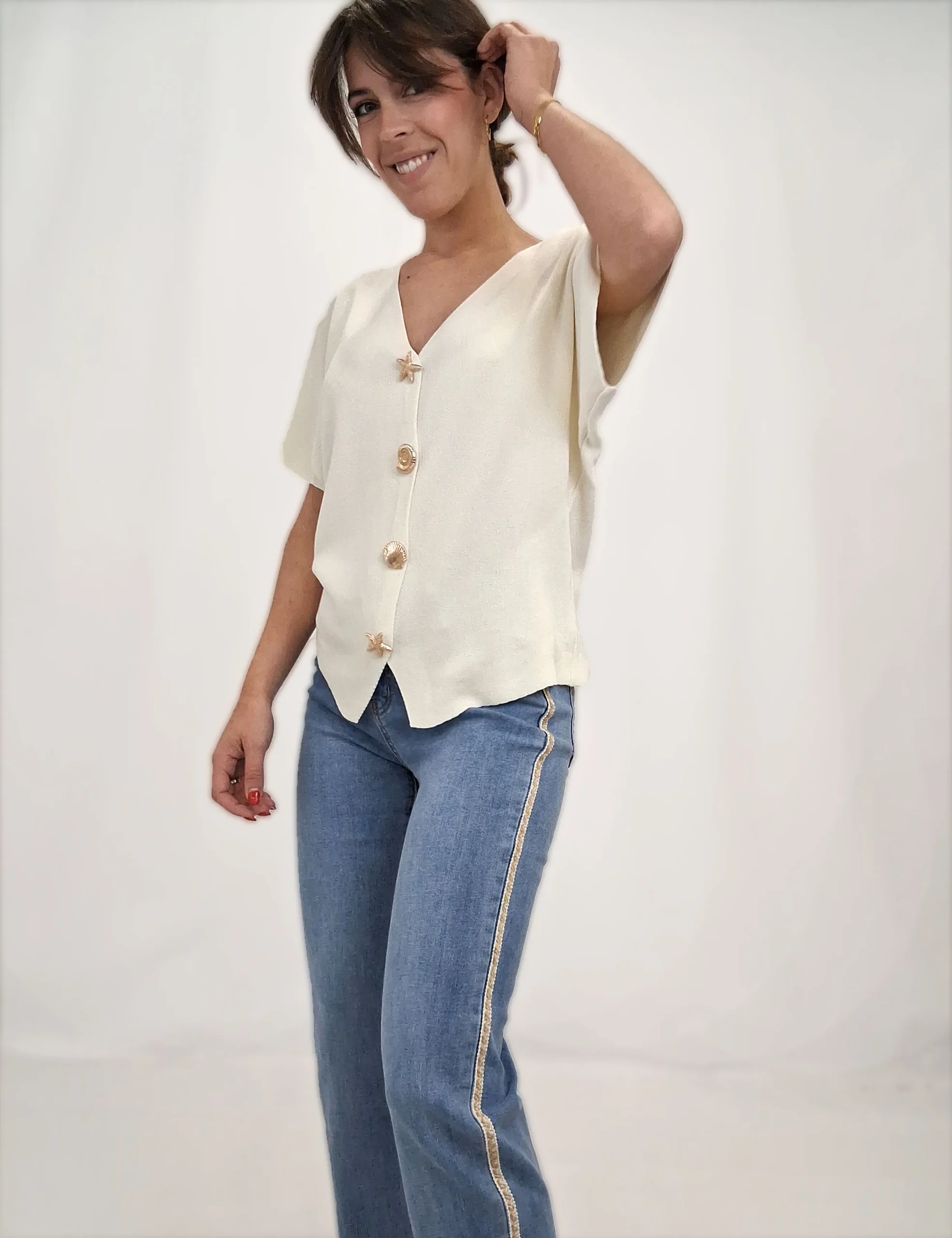 Alternative view of Chaqueta Punto Broches Crudo