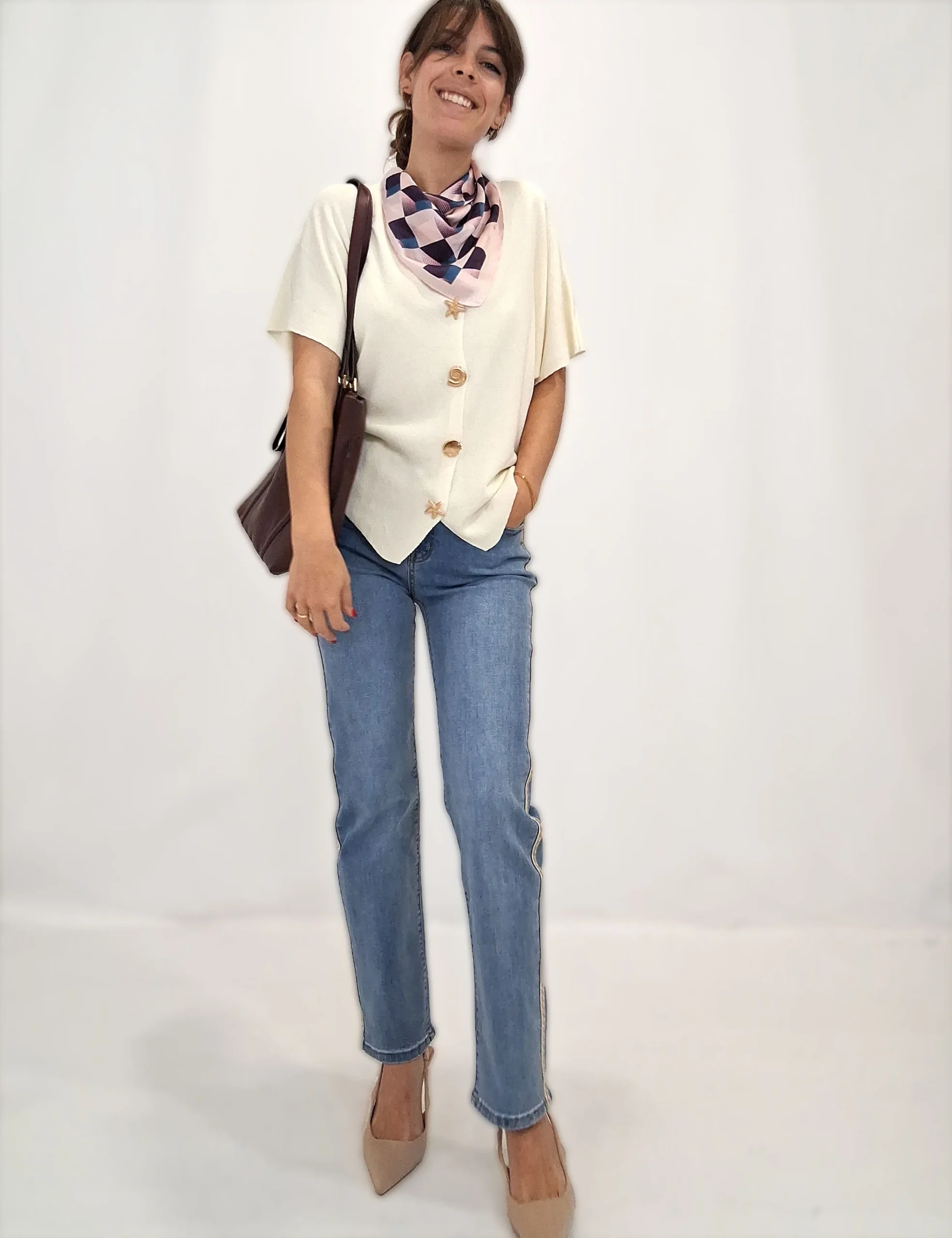 Chaqueta Punto Broches Crudo