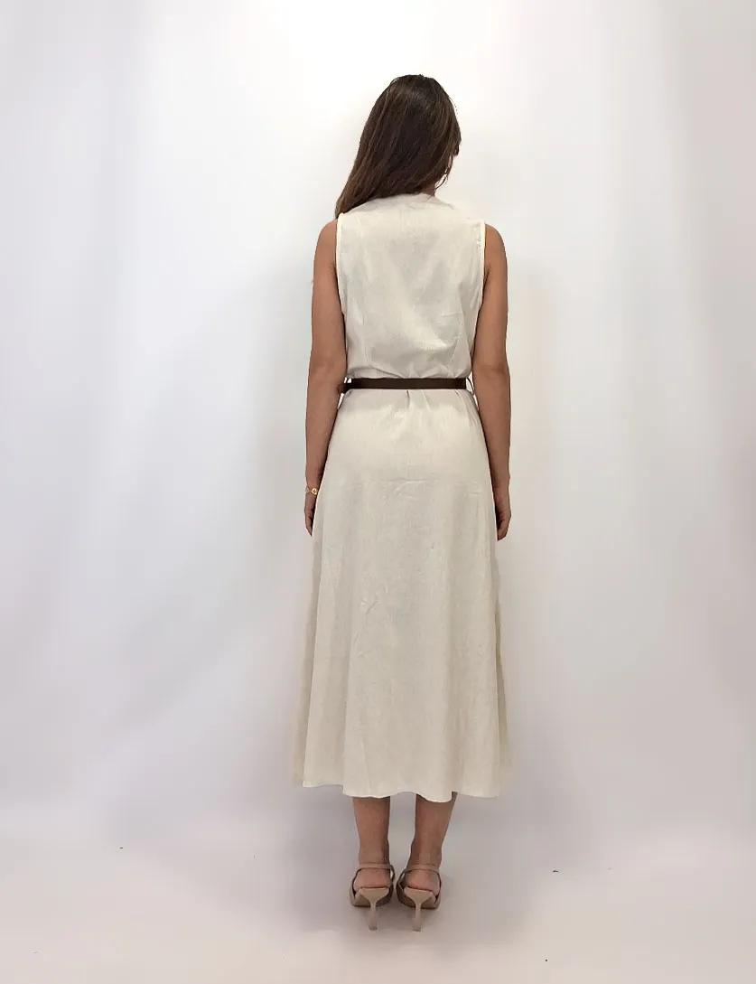 Alternative view of Vestido Camisero Cinturón Crema