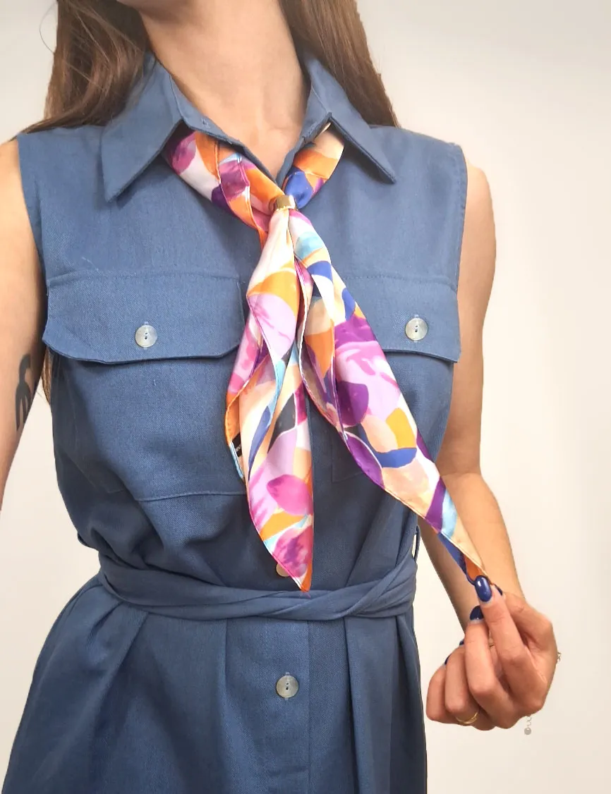 Alternative view of Vestido Lino Camisero Azul