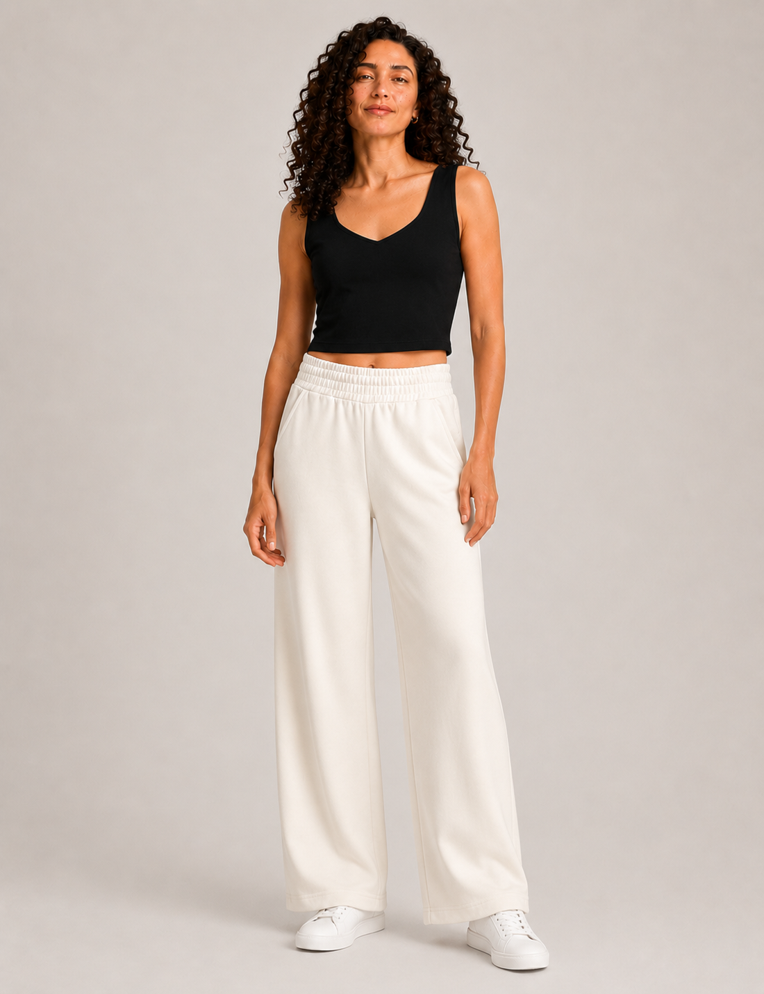 Alternative view of Pantalón Wide-Leg Crema