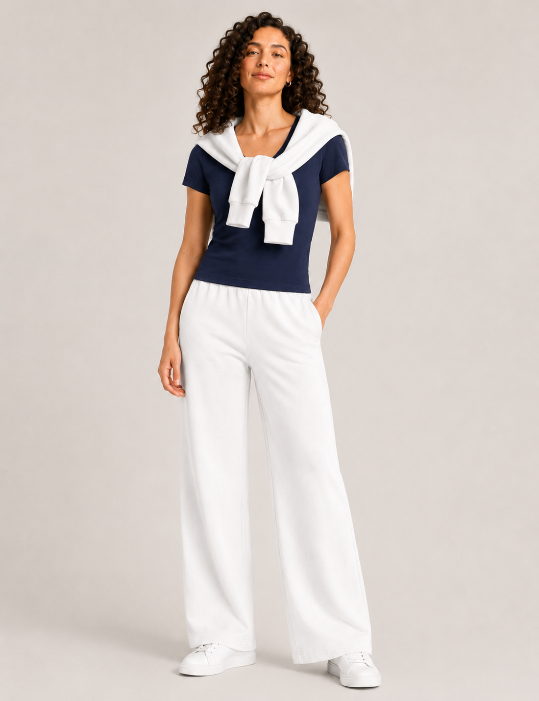 Alternative view of Pantalón Wide-Leg Blanco