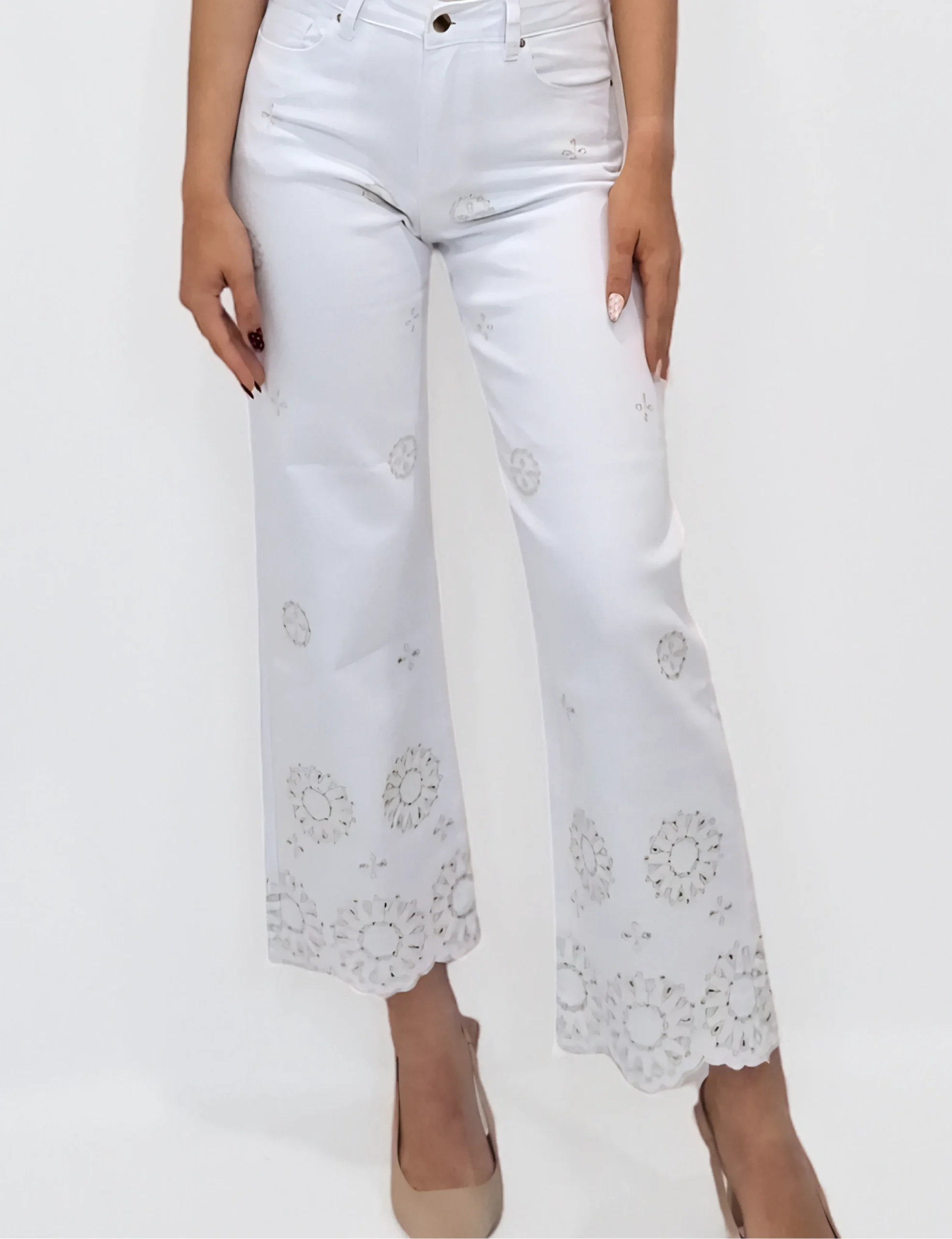 Jeans Push-Up Bordados Blanco