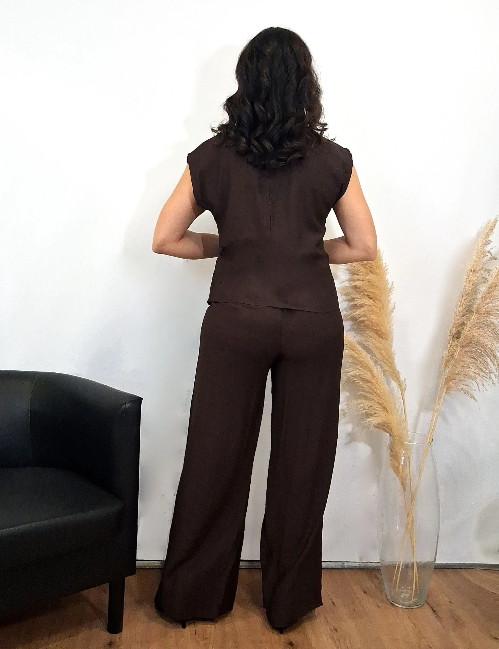 Alternative view of Blusa Cordón Lateral Marrón