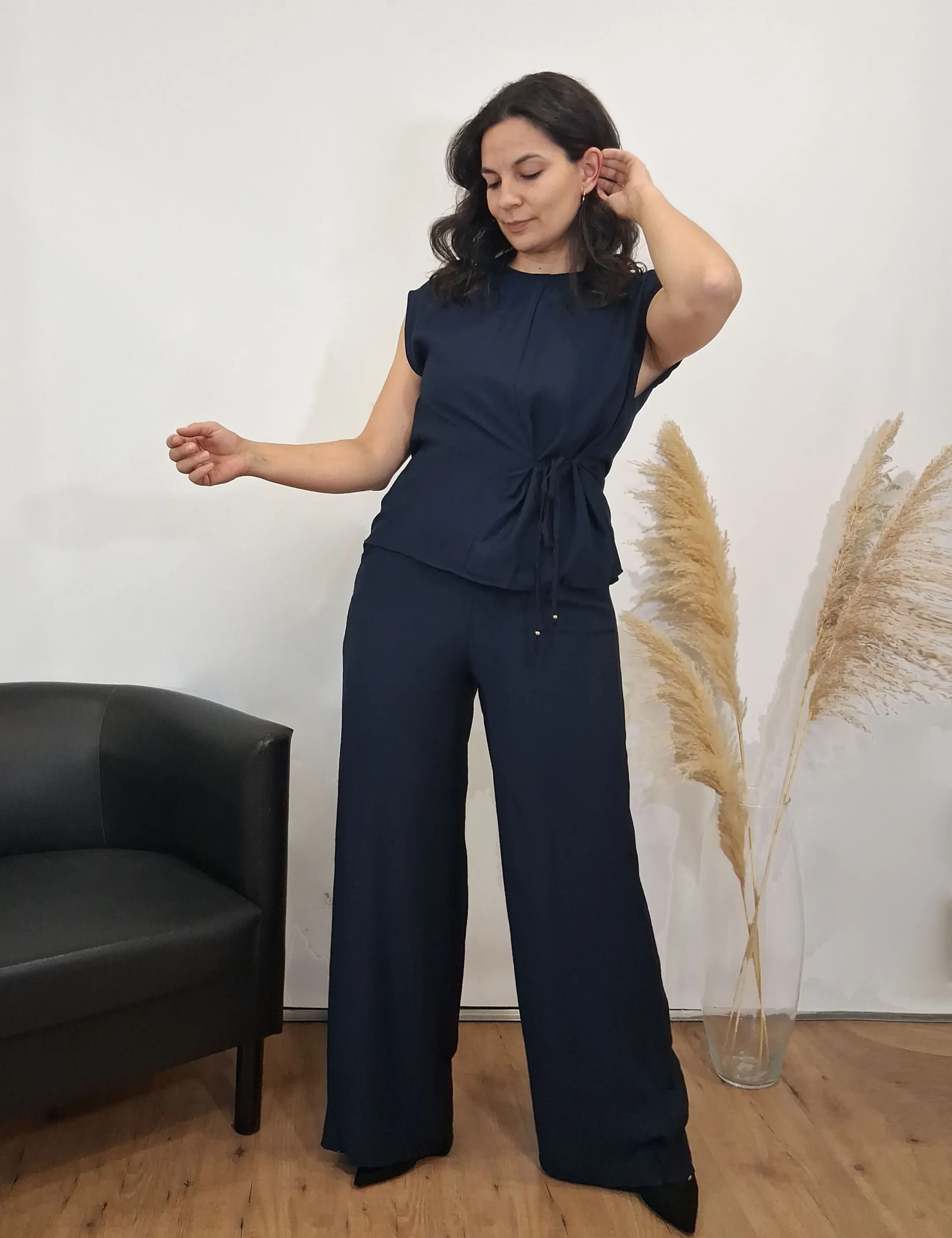 Pantalón Bolsillos Fluido Marino