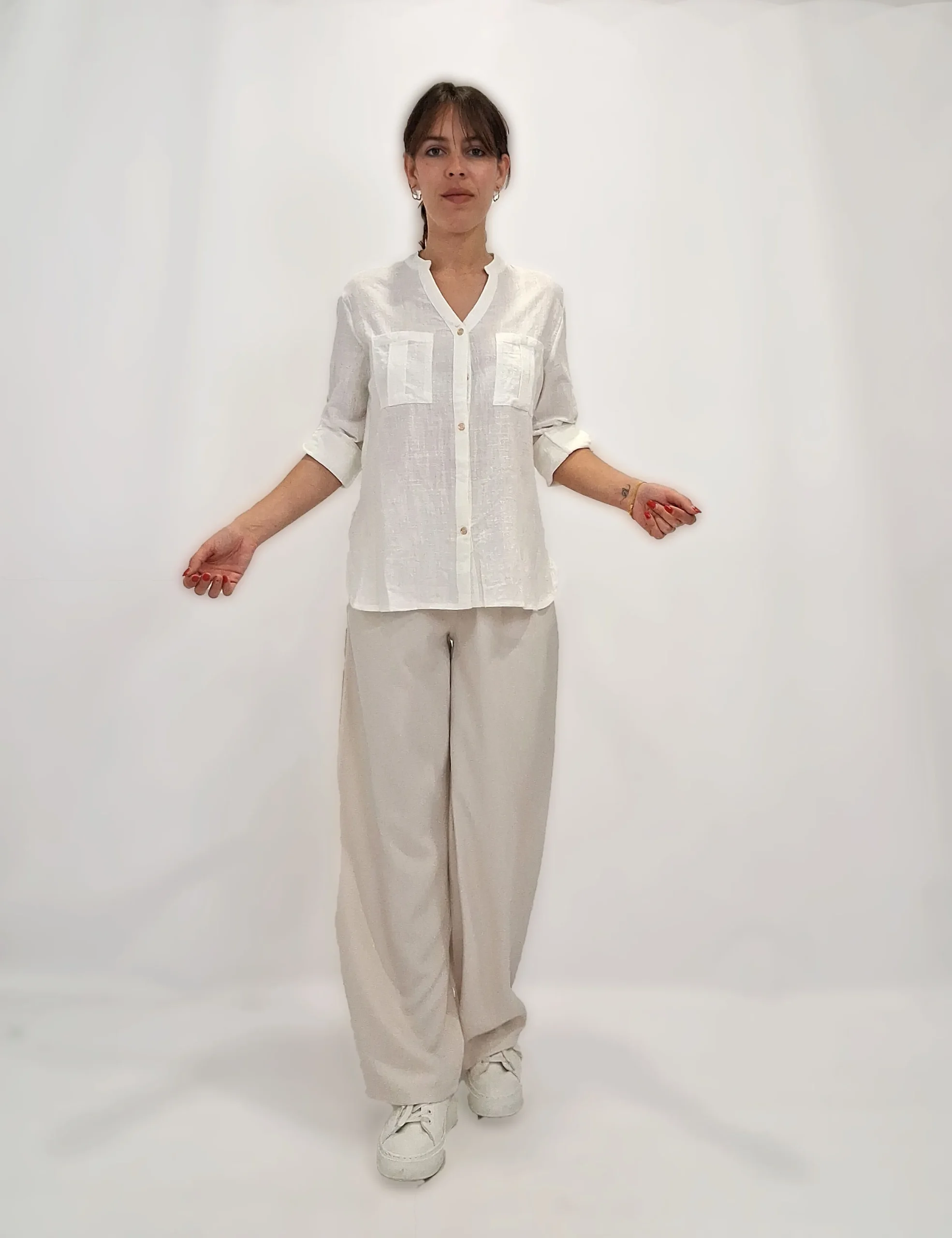 Blusa Bolsillos Blanco