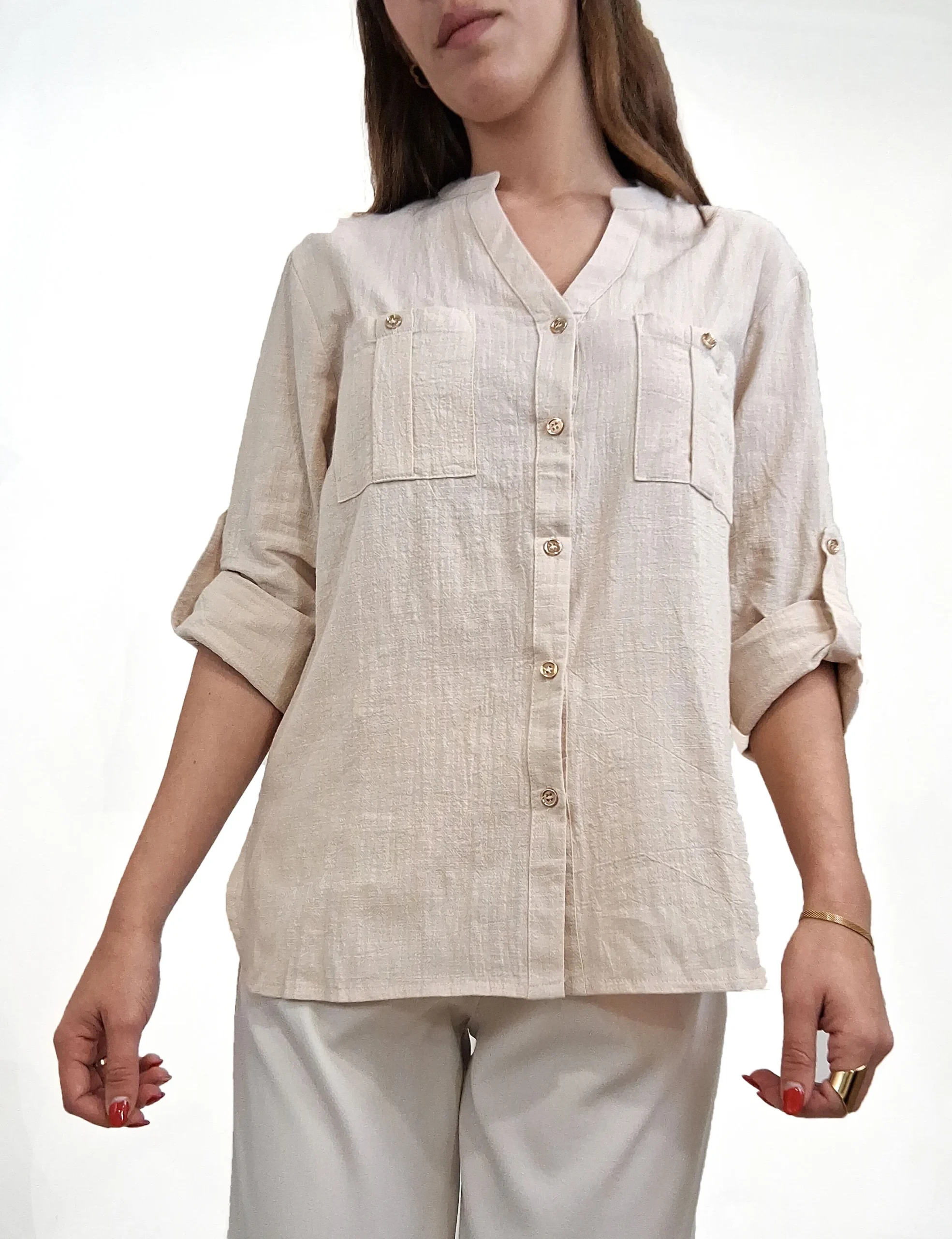 Alternative view of Blusa Bolsillos Crema