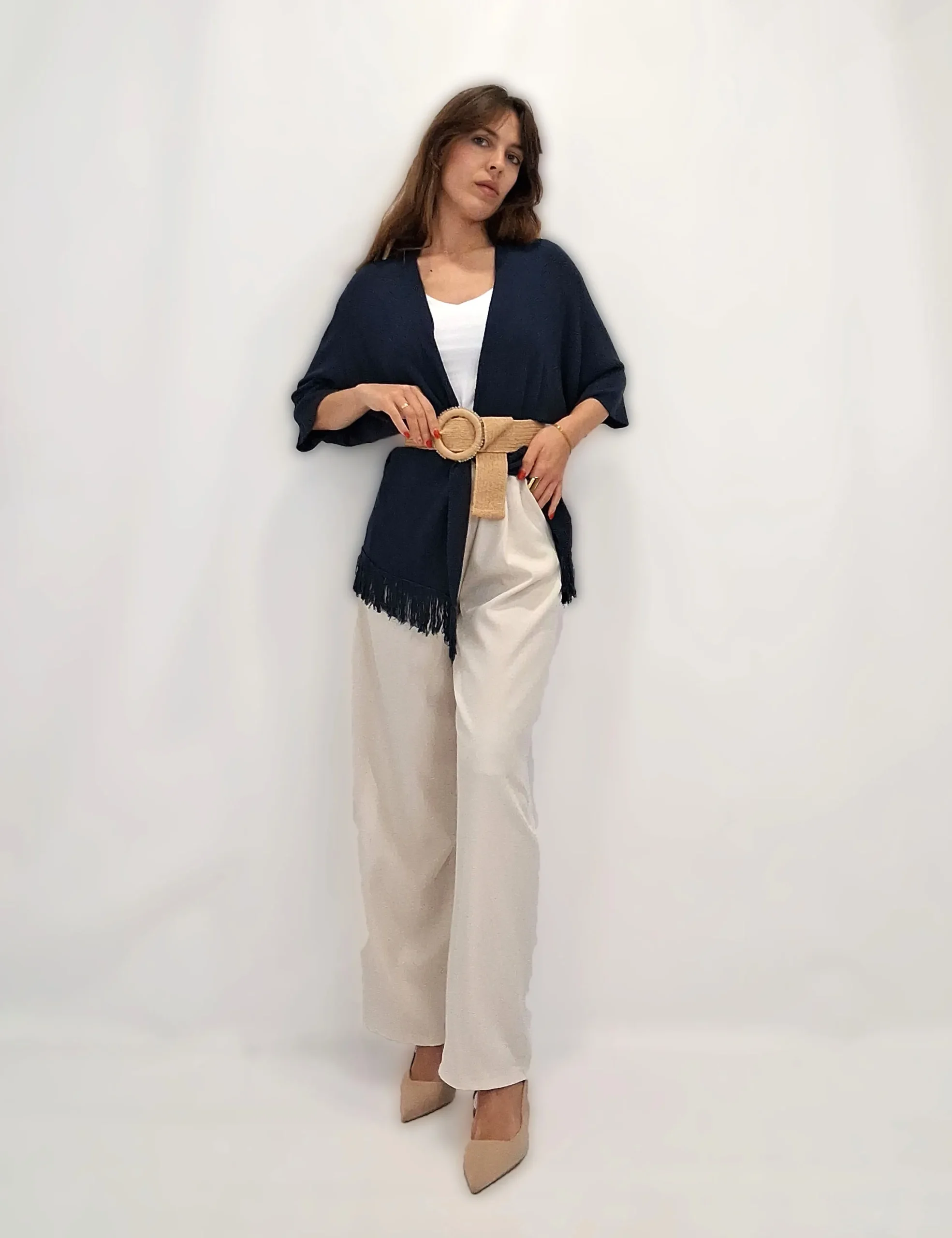 Kimono Punto Flecos Marino