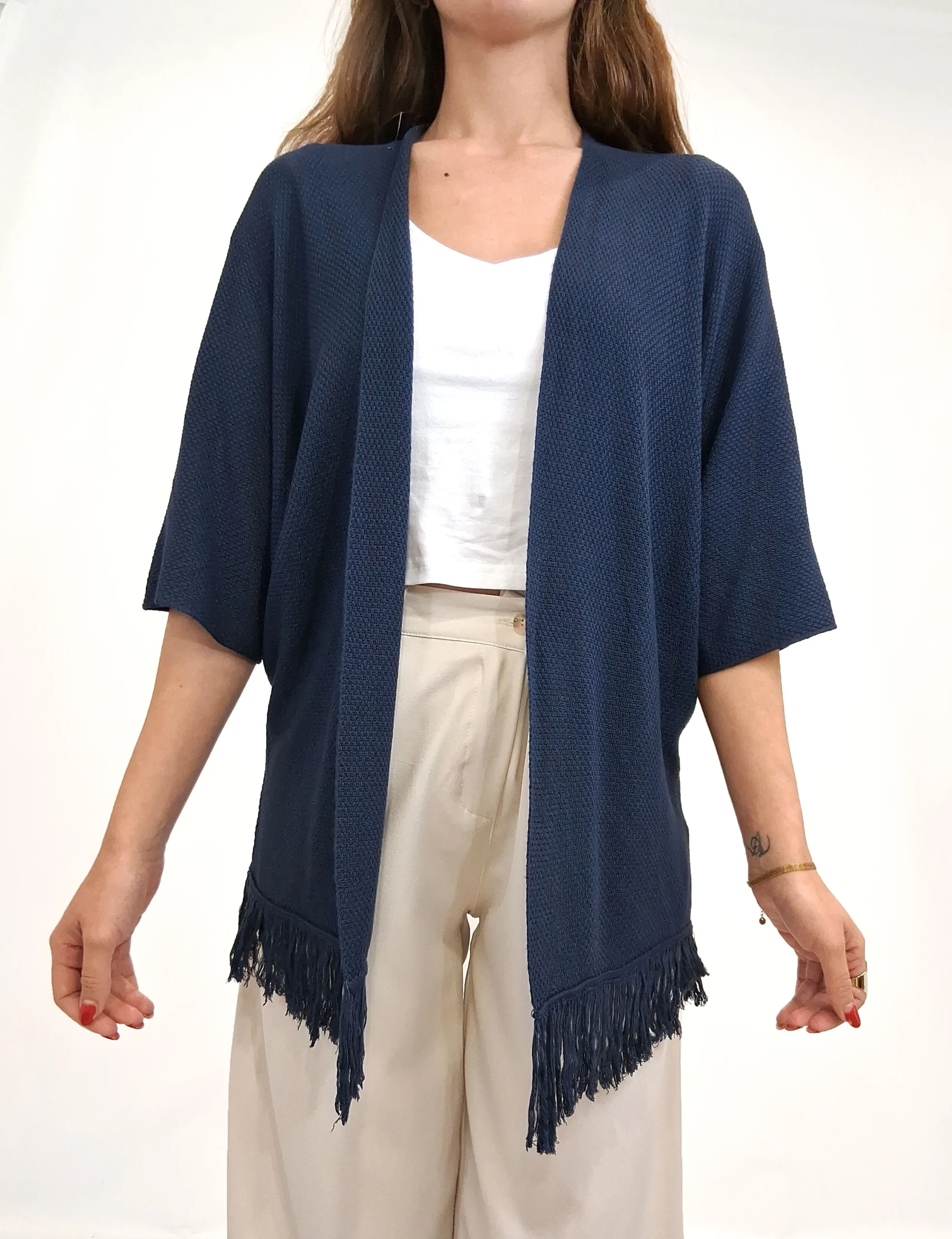 Alternative view of Kimono Punto Flecos Marino