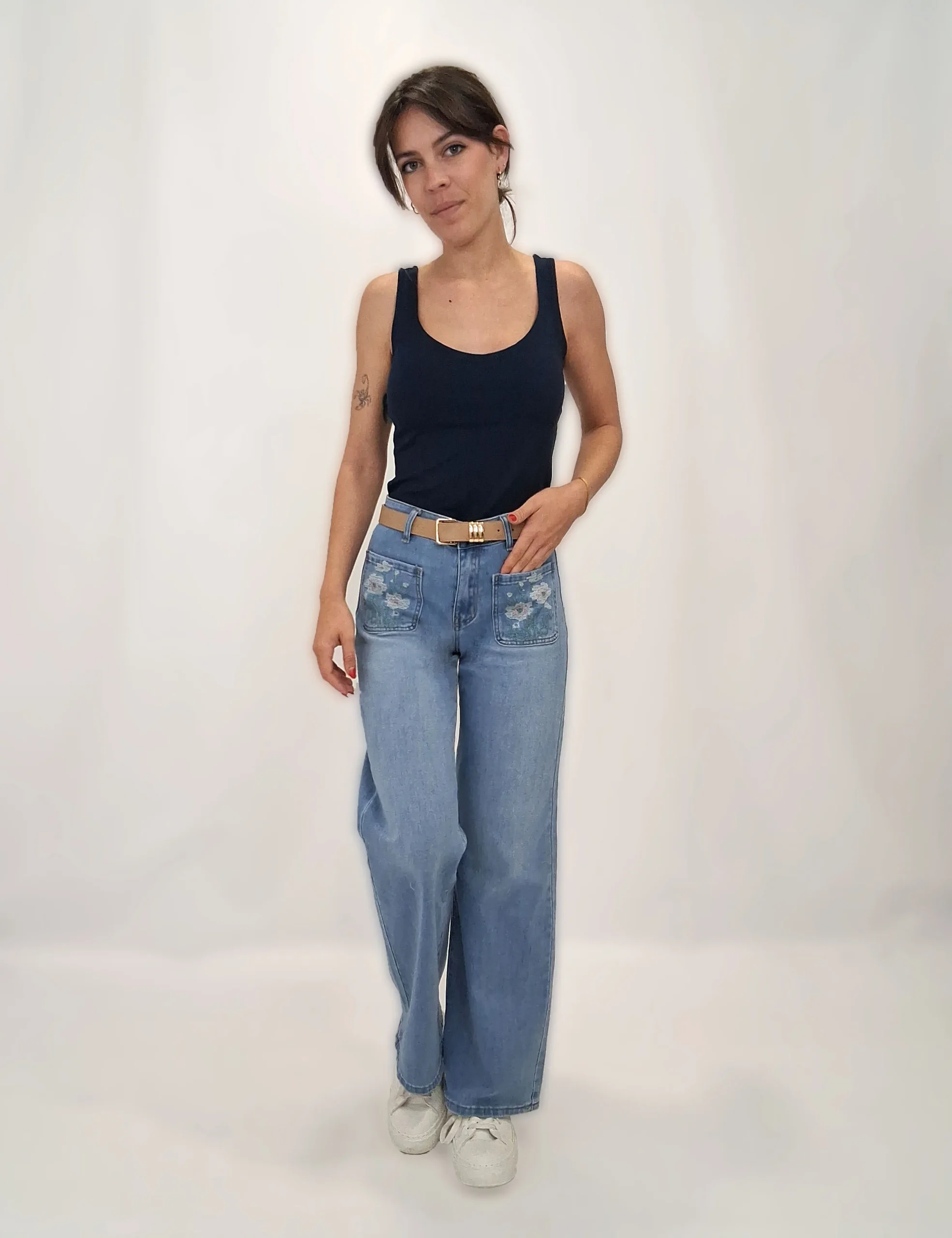 Jeans Straight Bordados