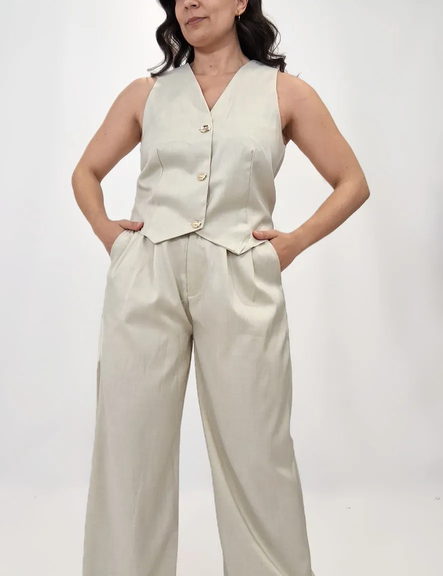 Conjunto Chaleco Crema