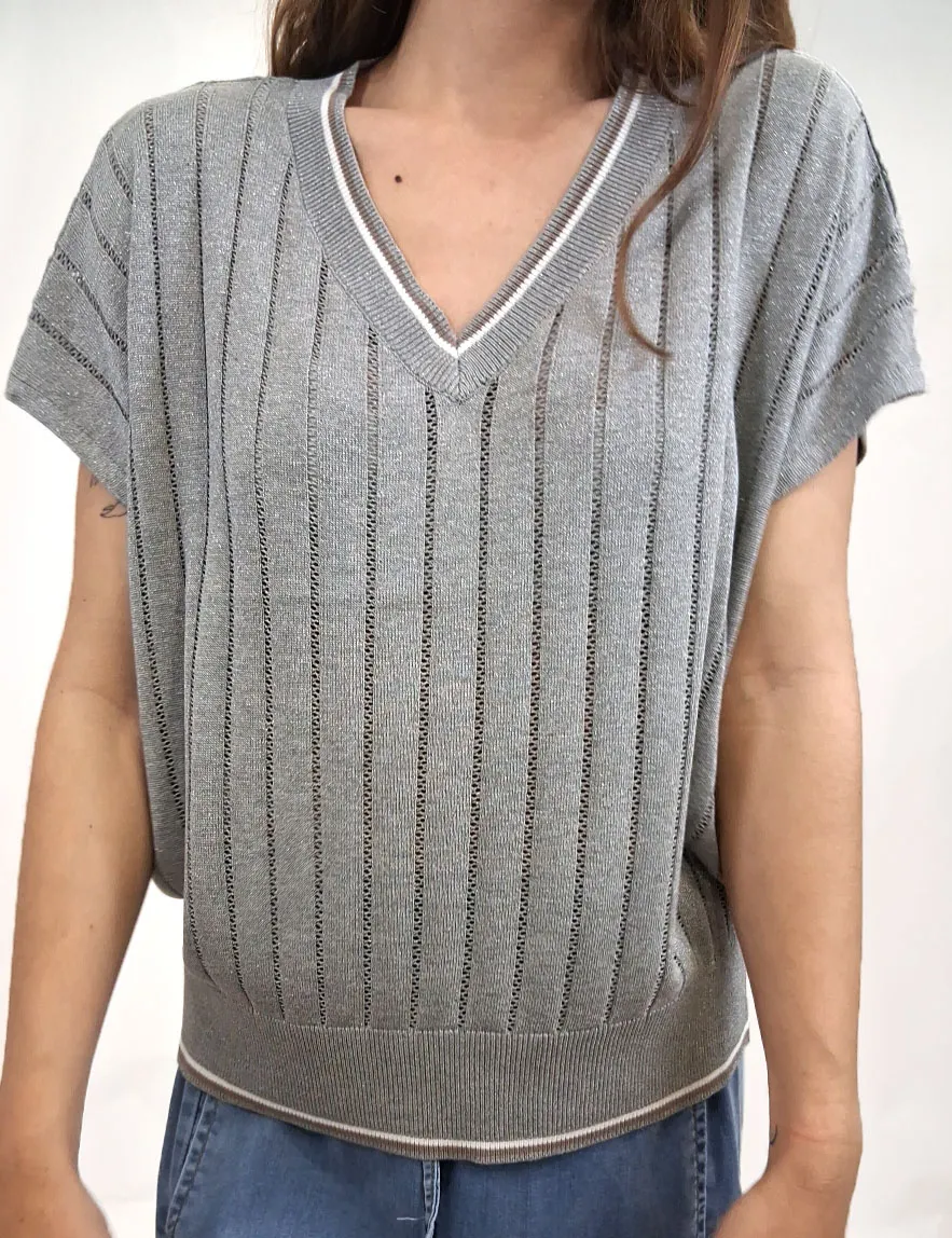Alternative view of Jersey Lurex Gris